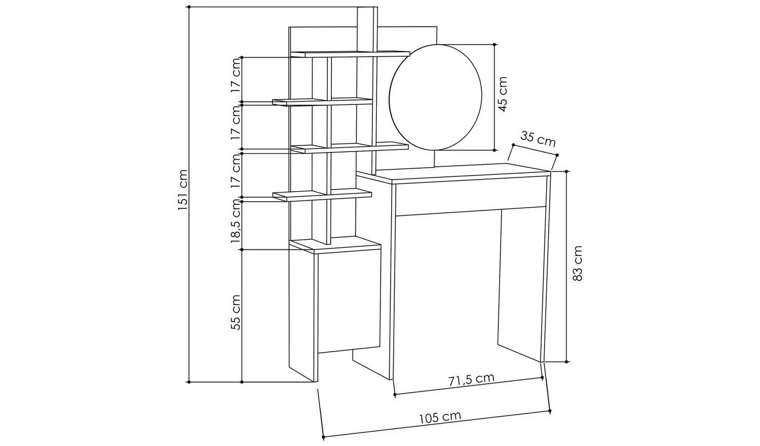 GFW Freyja 1 Drawer Dressing Table - White & Oak