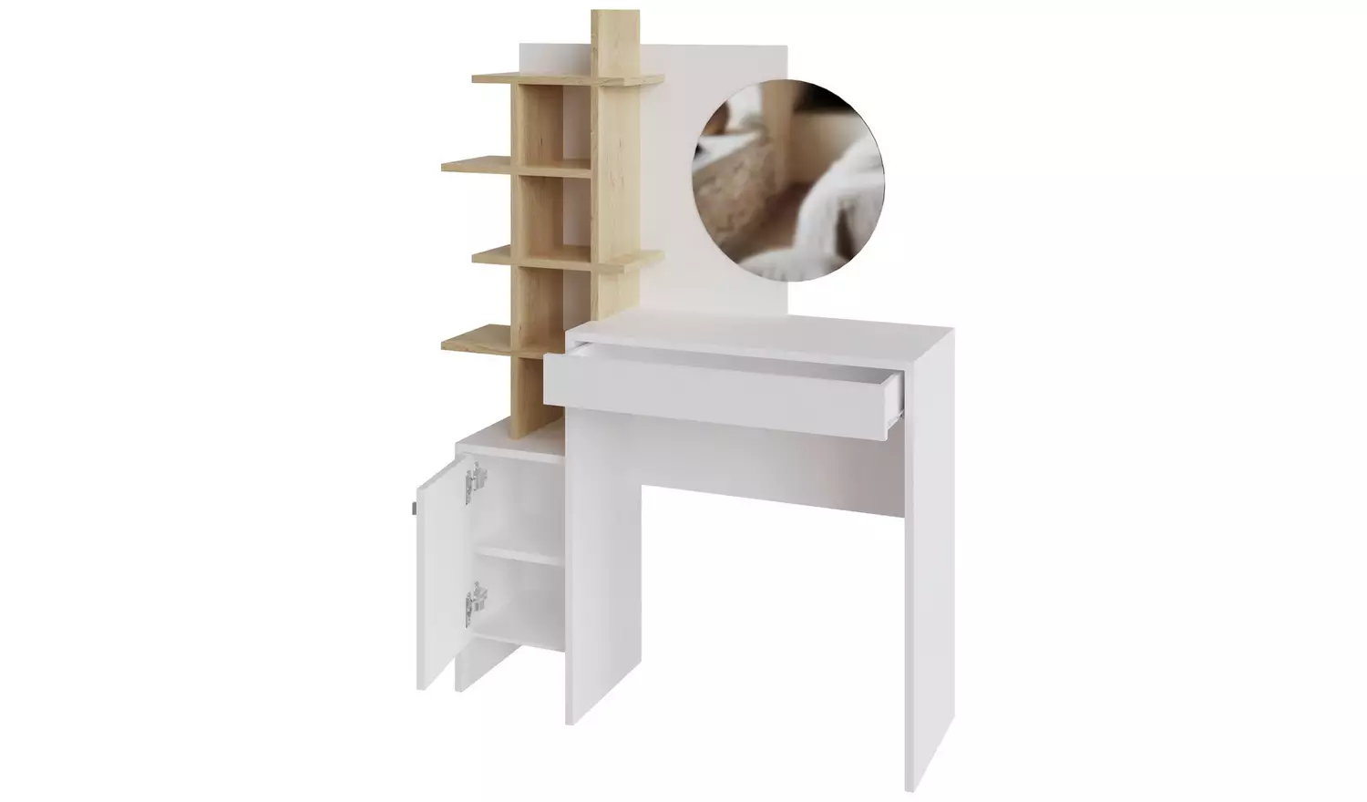 GFW Freyja 1 Drawer Dressing Table - White & Oak