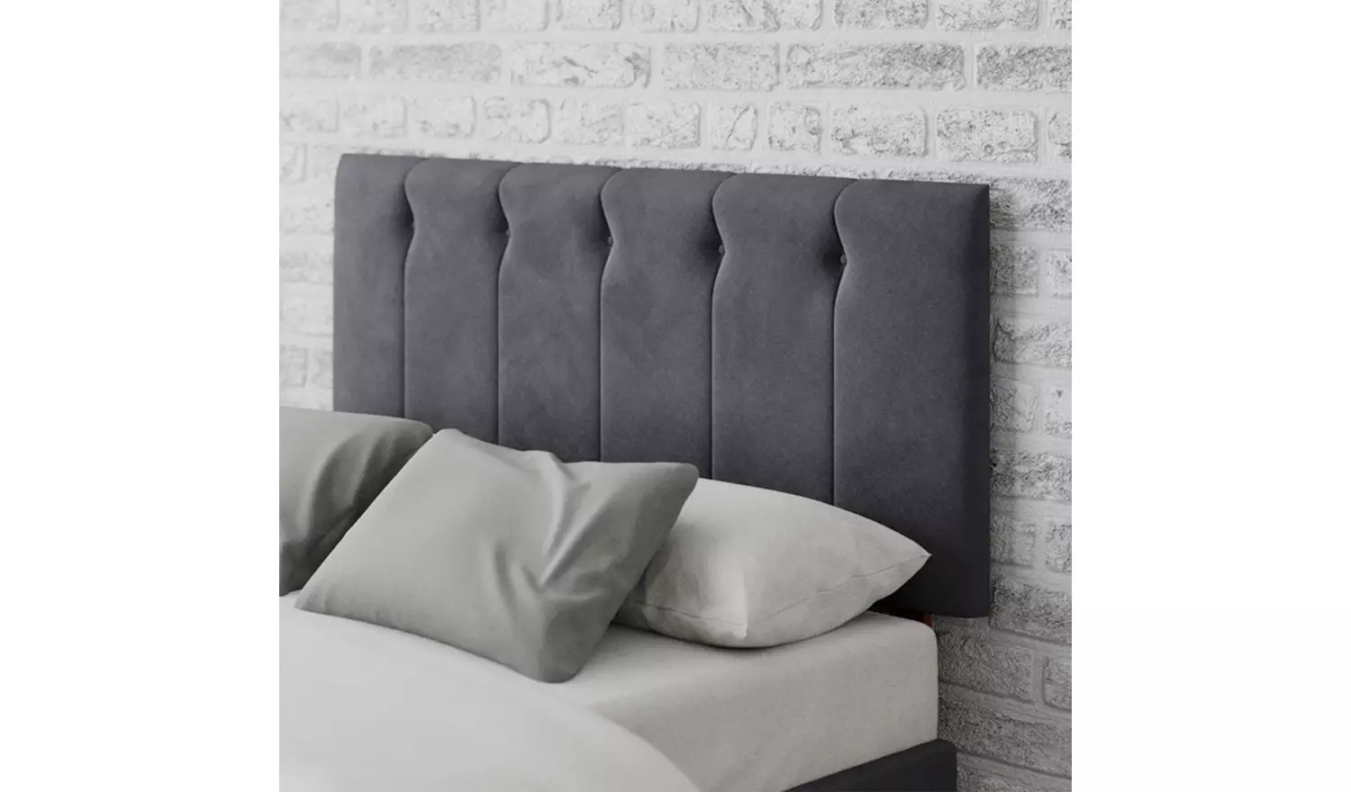 Aspire Hepburn Velvet Double Headboard - Steel