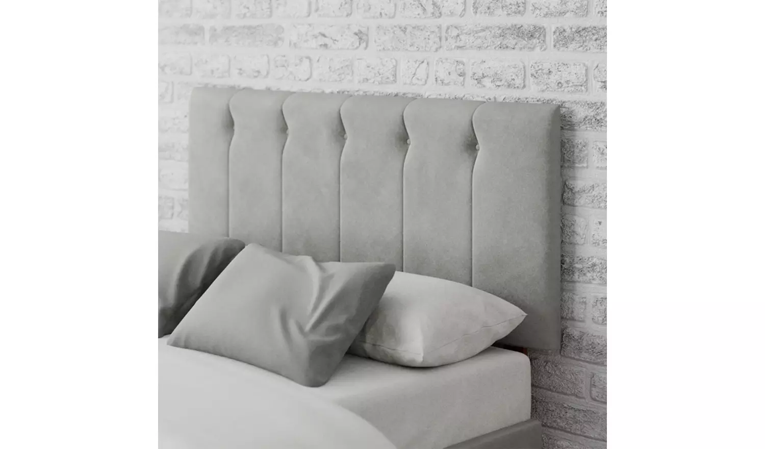 Aspire Hepburn Velvet Kingsize Headboard - Light Silver