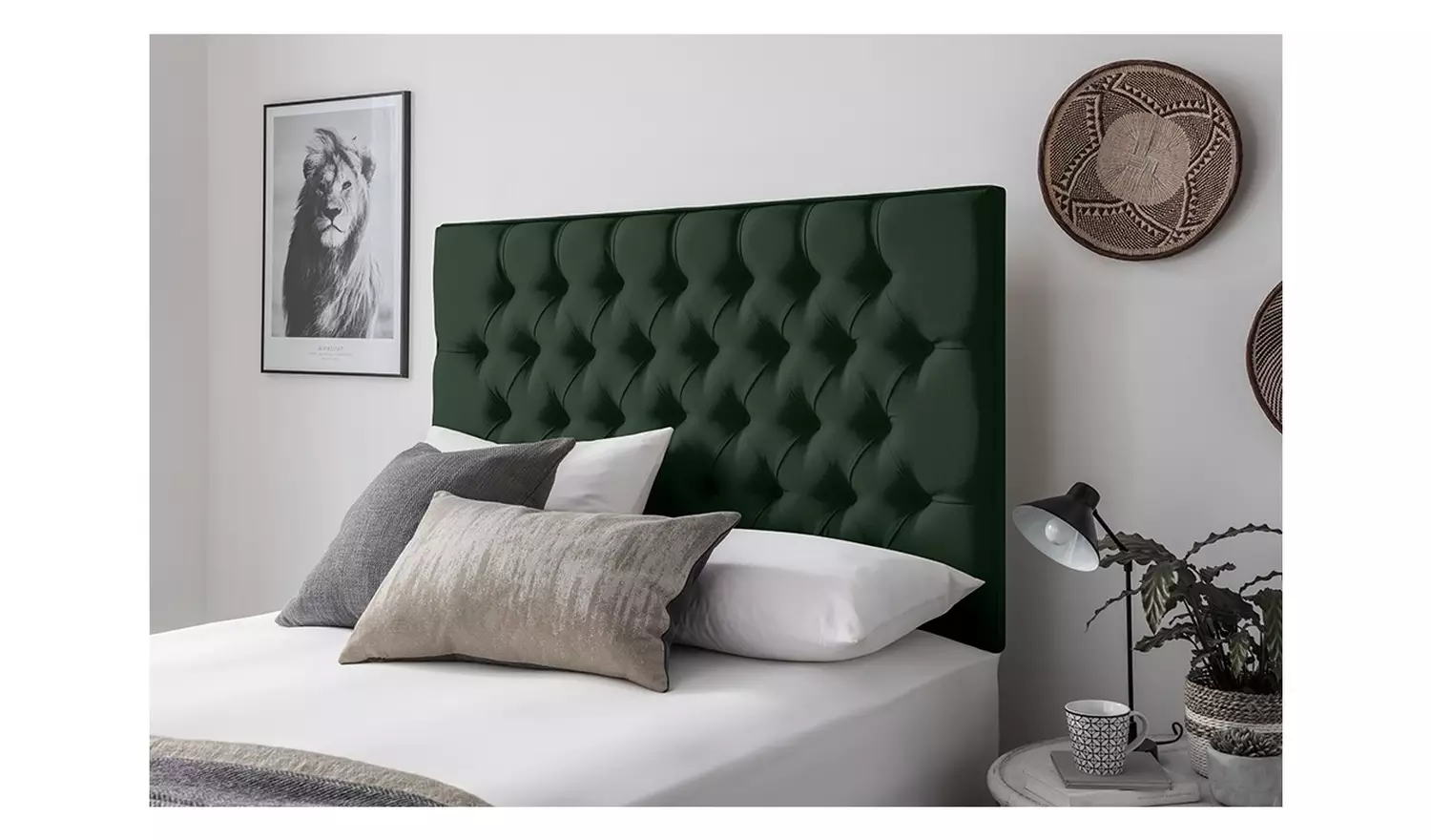 Silentnight Sassaria Velvet Kingsize Headboard - Green