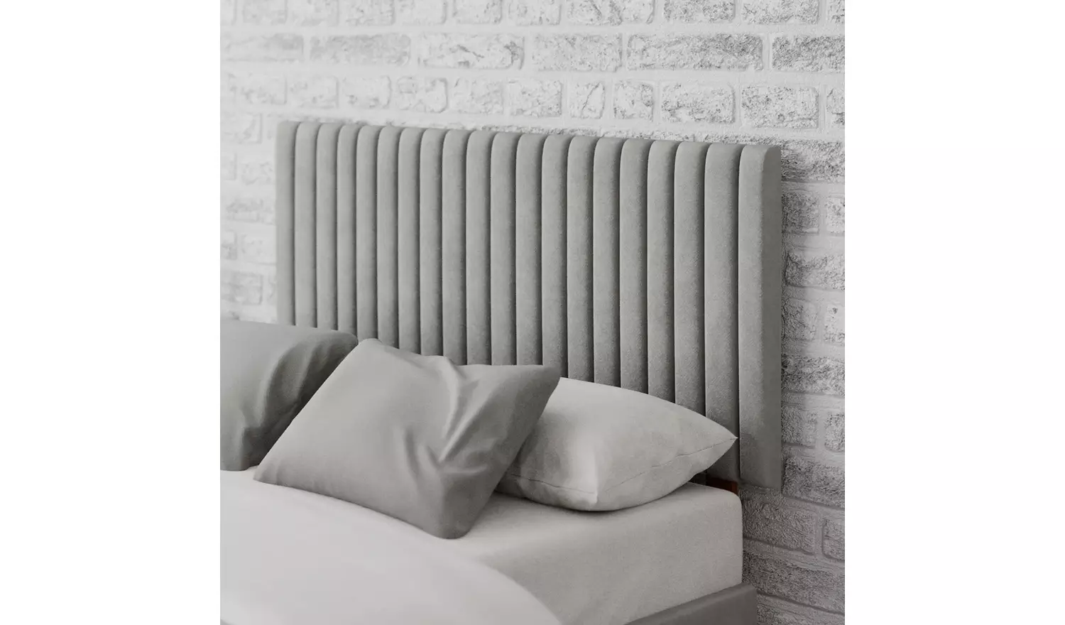 Aspire Grant Velvet Superking Headboard- Silver