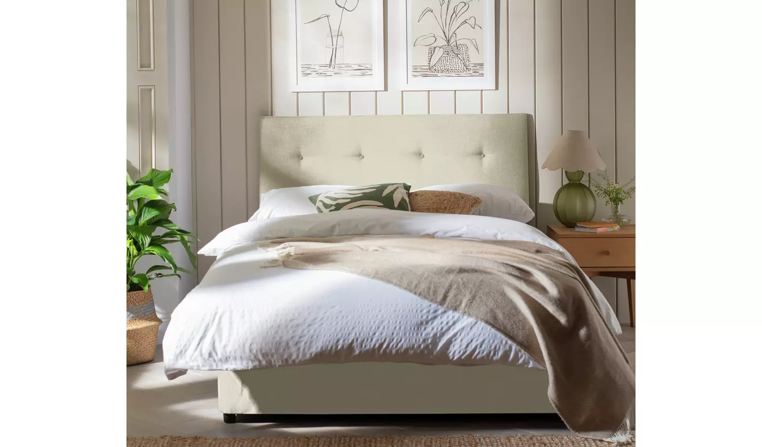 Argos Home Dalham Fabric Double Headboard - Natural