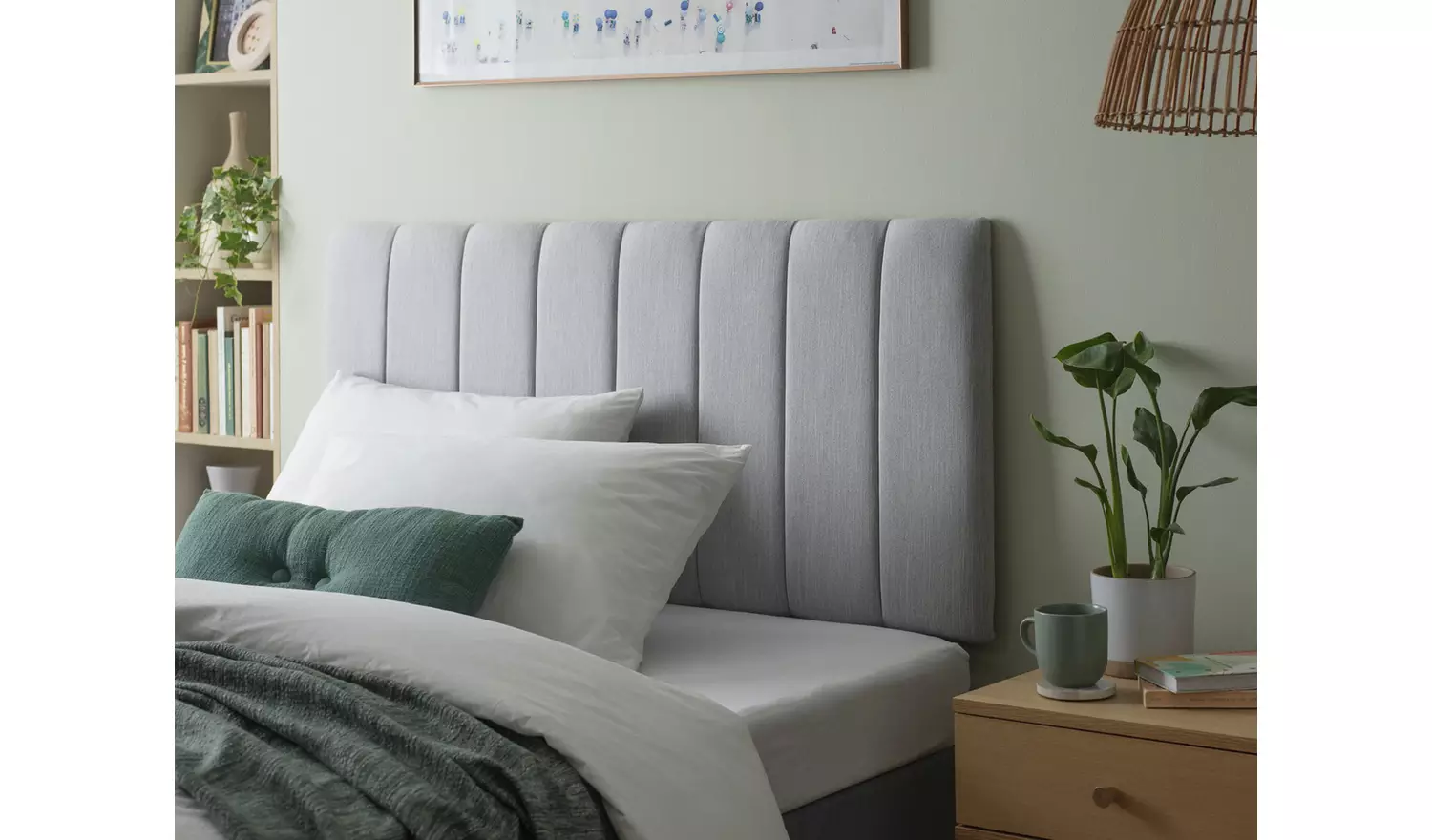 Argos Home Bircham Fabric Double Headboard - Light Grey