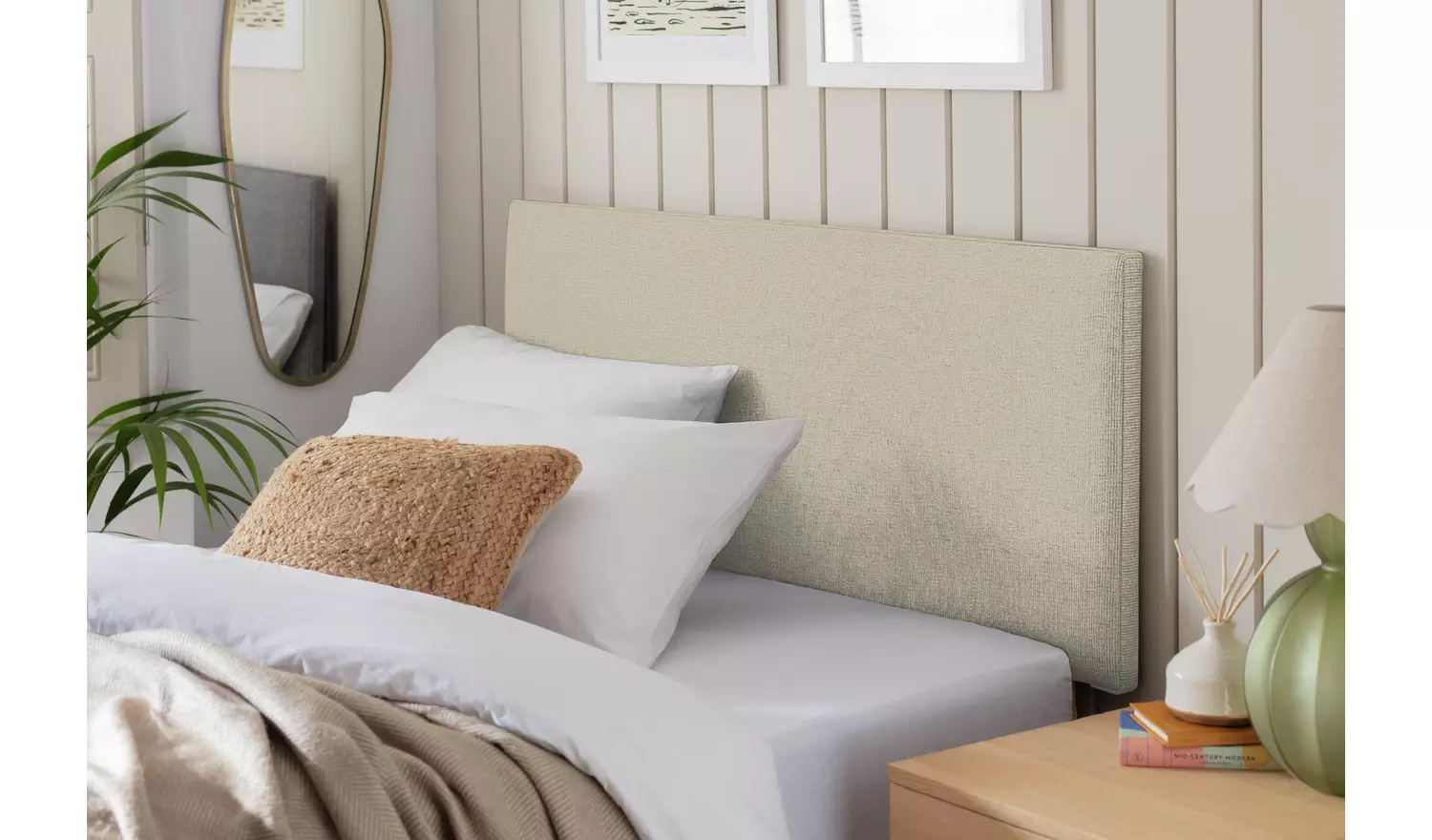 Argos Home Elmdon Fabric Small Double Headboard - Natural