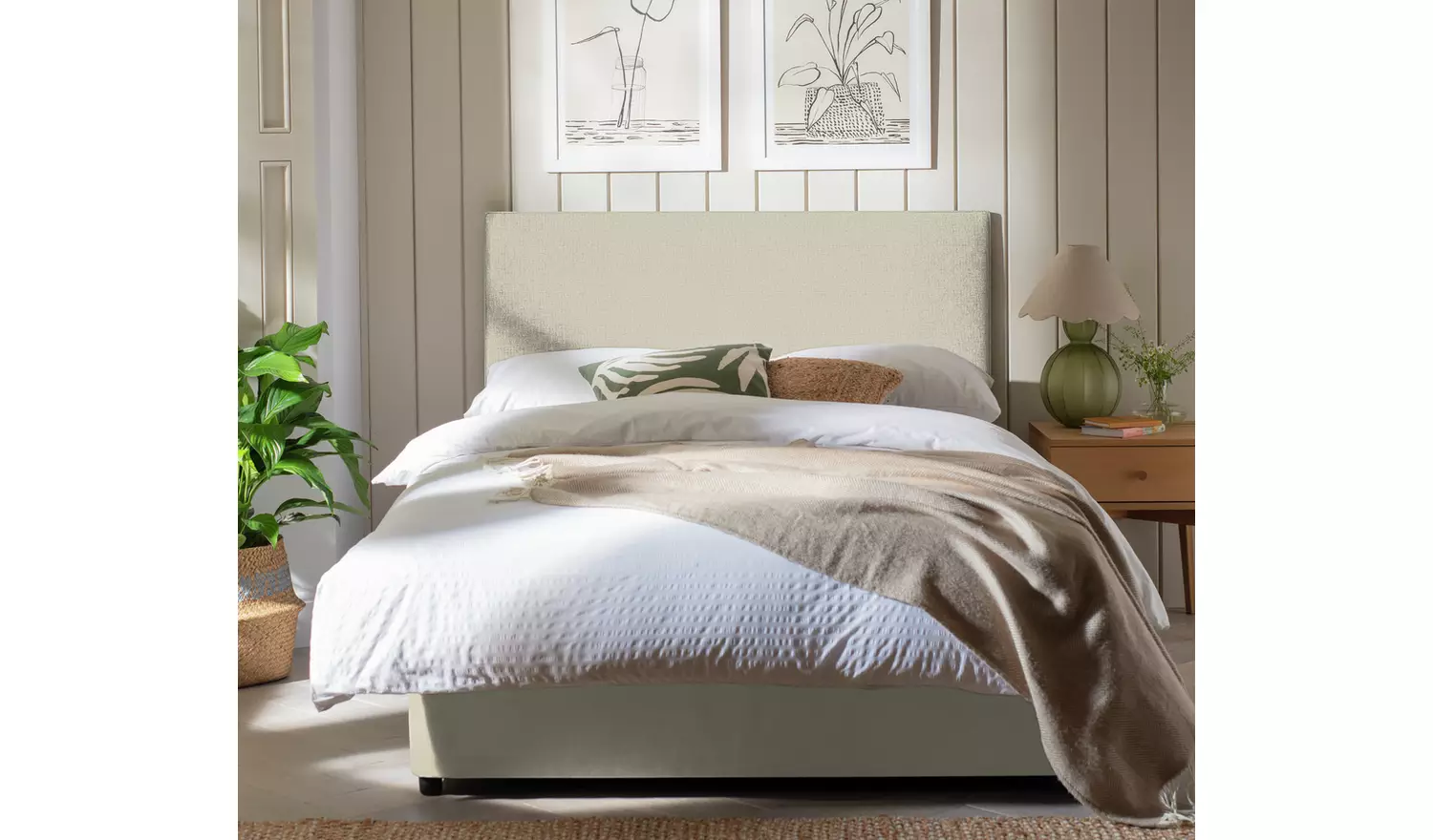 Argos Home Elmdon Fabric Kingsize Headboard - Natural