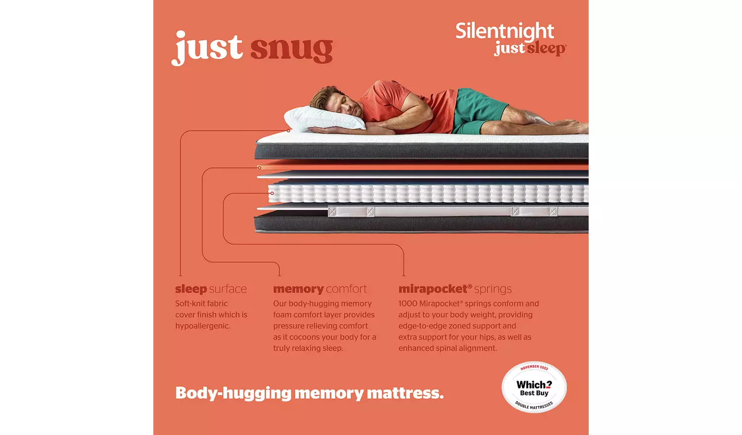 Silentnight Just Sleep Snug Memory Foam Mattress - Kingsize
