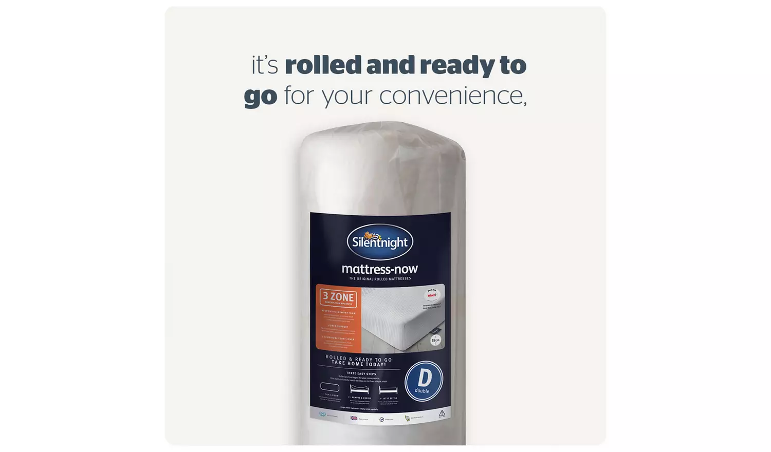 Silentnight Memory Foam Rolled Mattress - Small Double