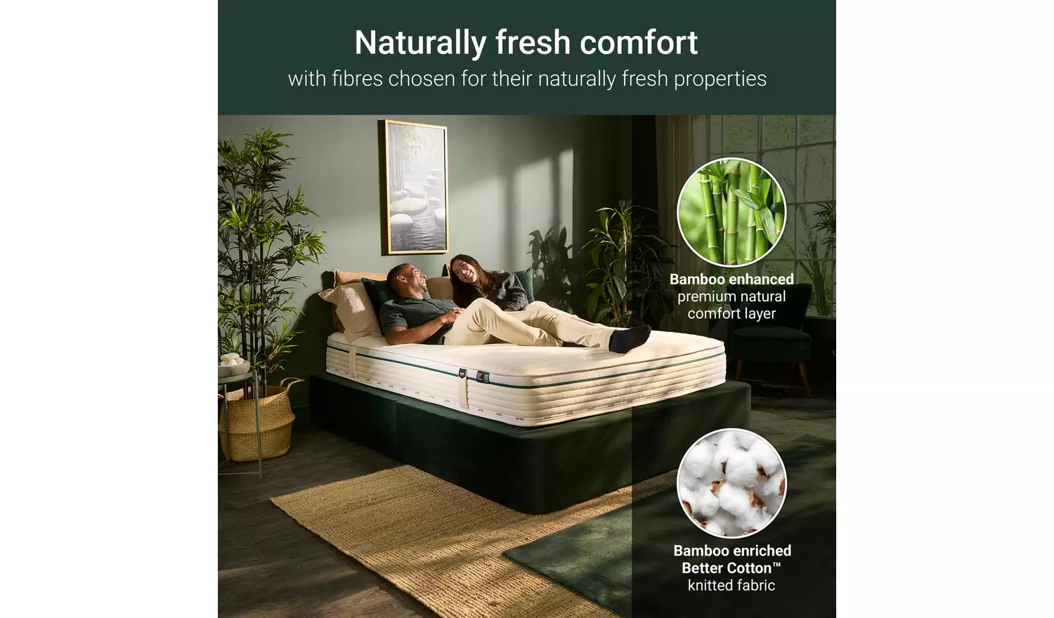 Jay-Be Natural Fresh Bamboo Hybrid 2000 Mattress - Double