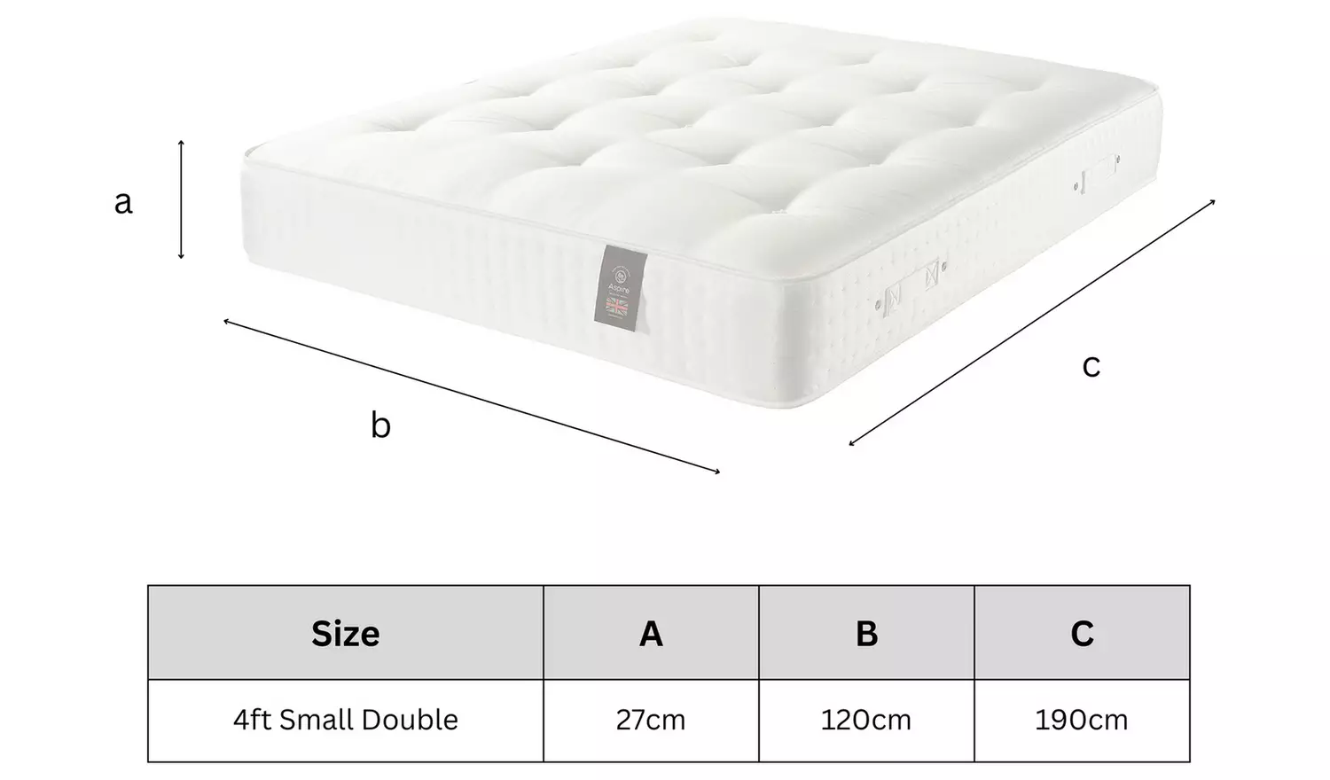 Aspire 3000 Pocket Natural Mattress - Small Double