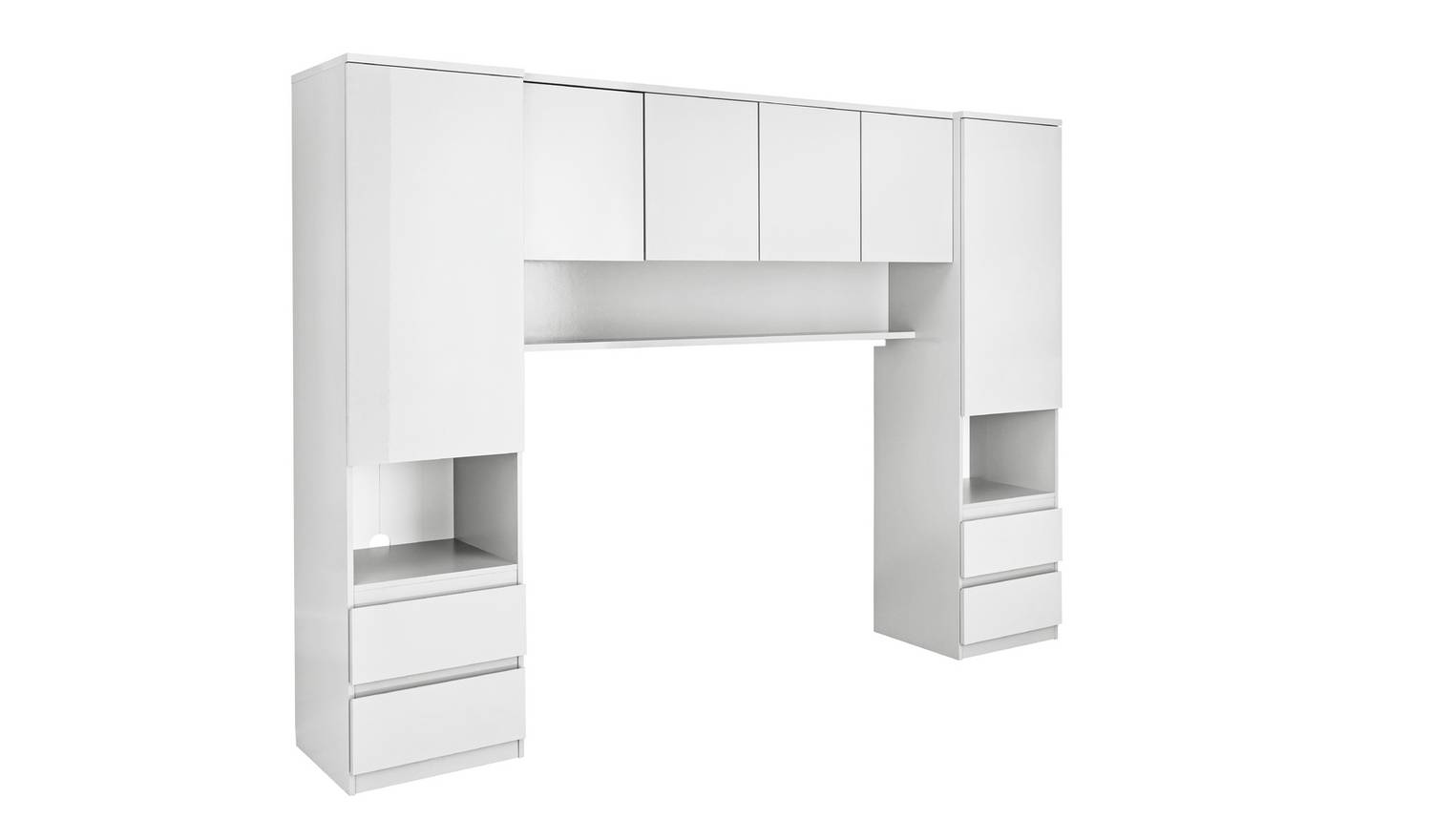 Argos Home Jenson Gloss Overbed Unit - White Gloss