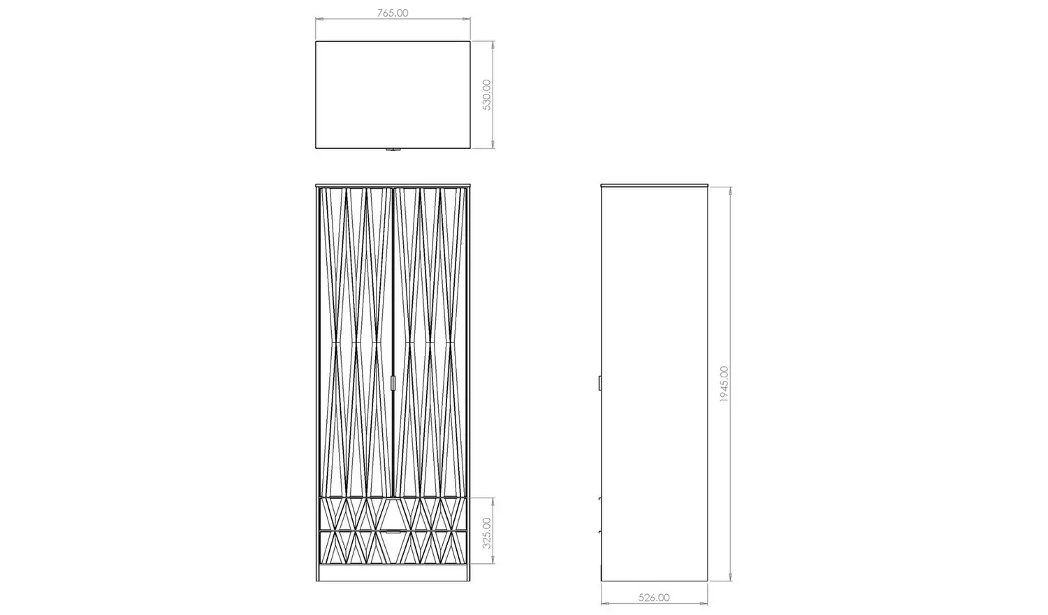 Livara Tivoli 2 Door 2 Drawer Wardrobe - Oak
