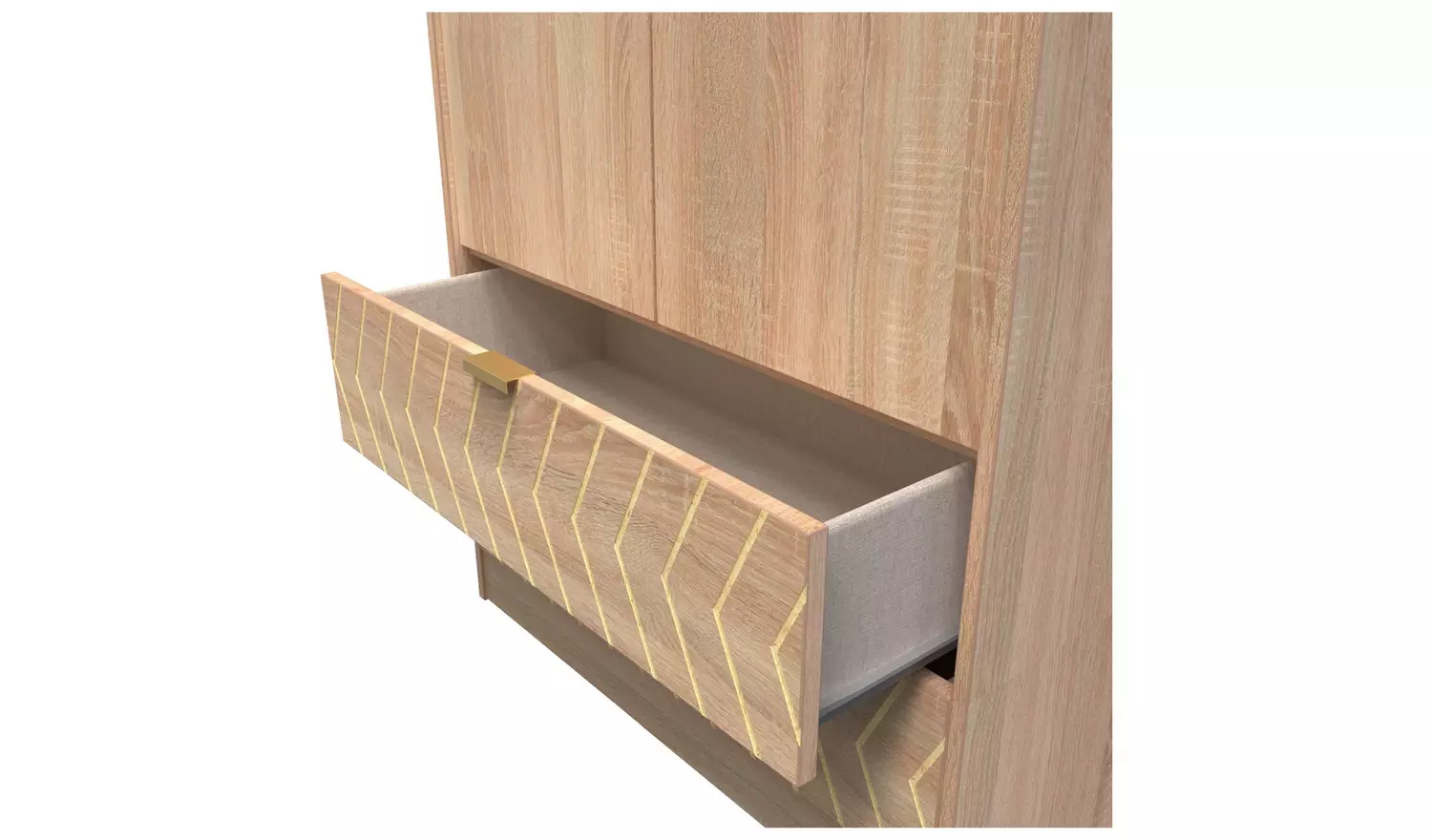 Livara Tivoli 2 Door 2 Drawer Wardrobe - Oak