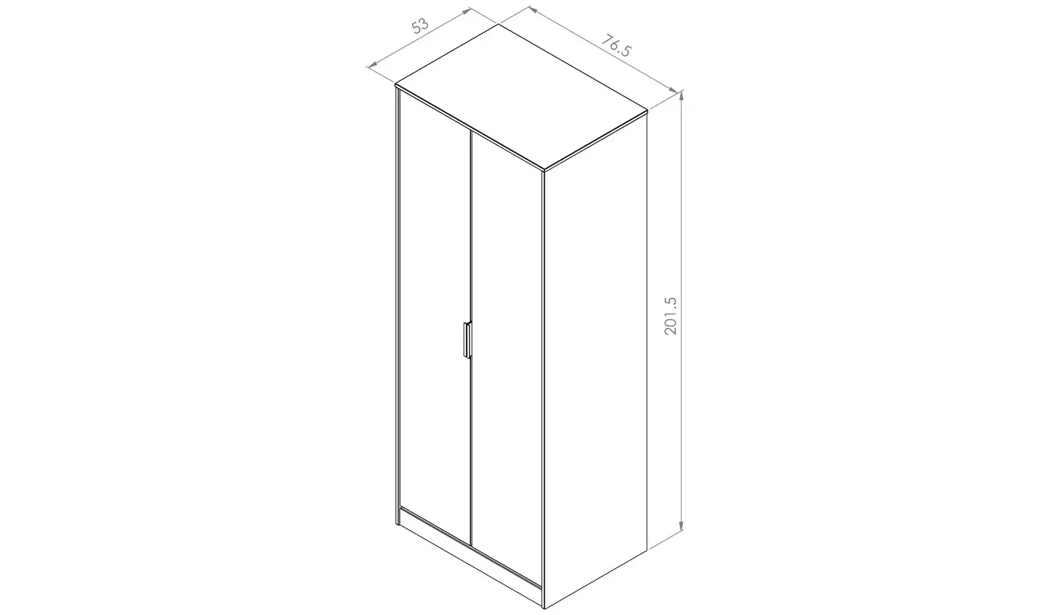 Livara Bergen 2 Door Wardrobe - Oak Effect