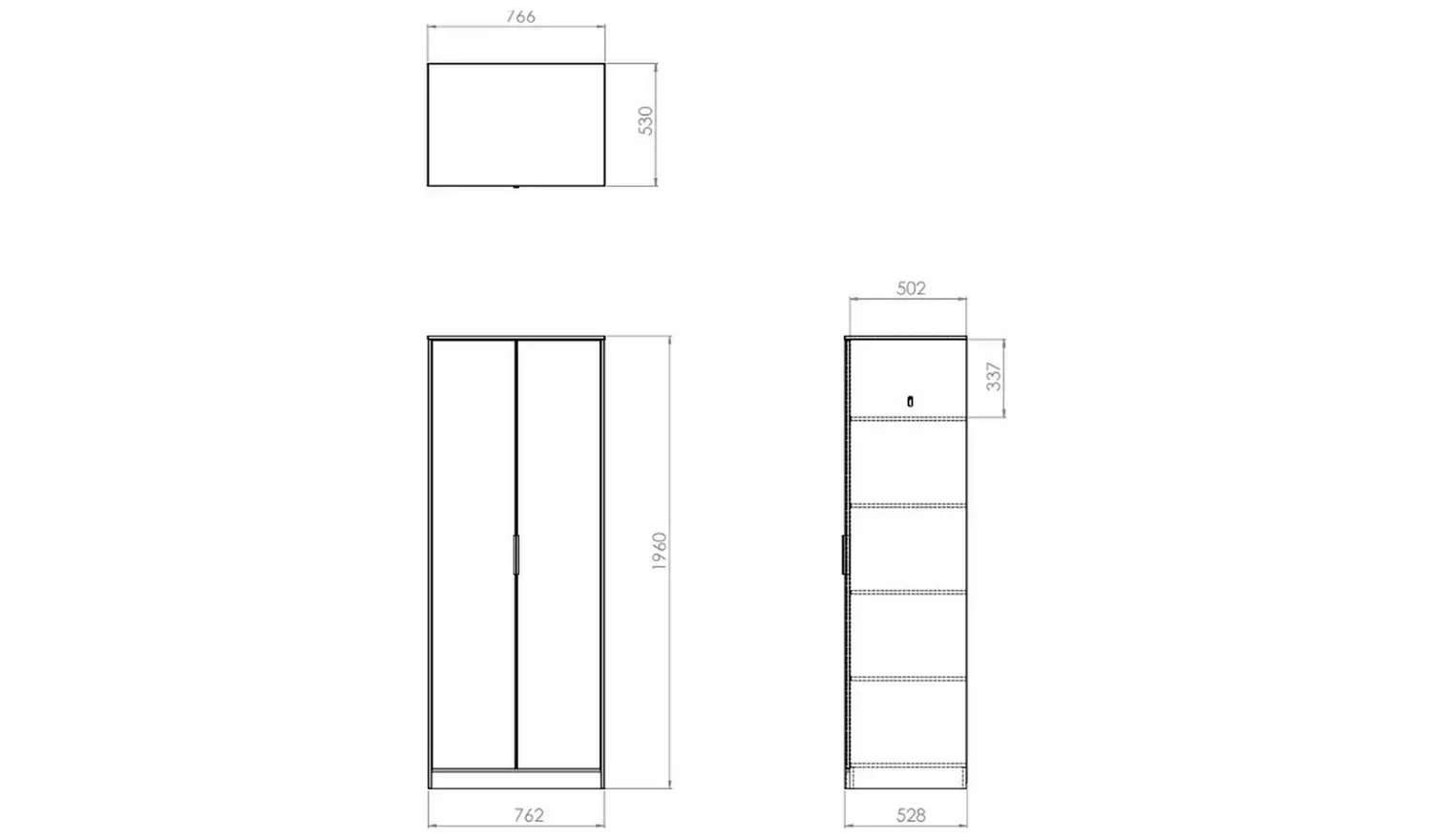 Livara Messina 2 Door Wardrobe - Black