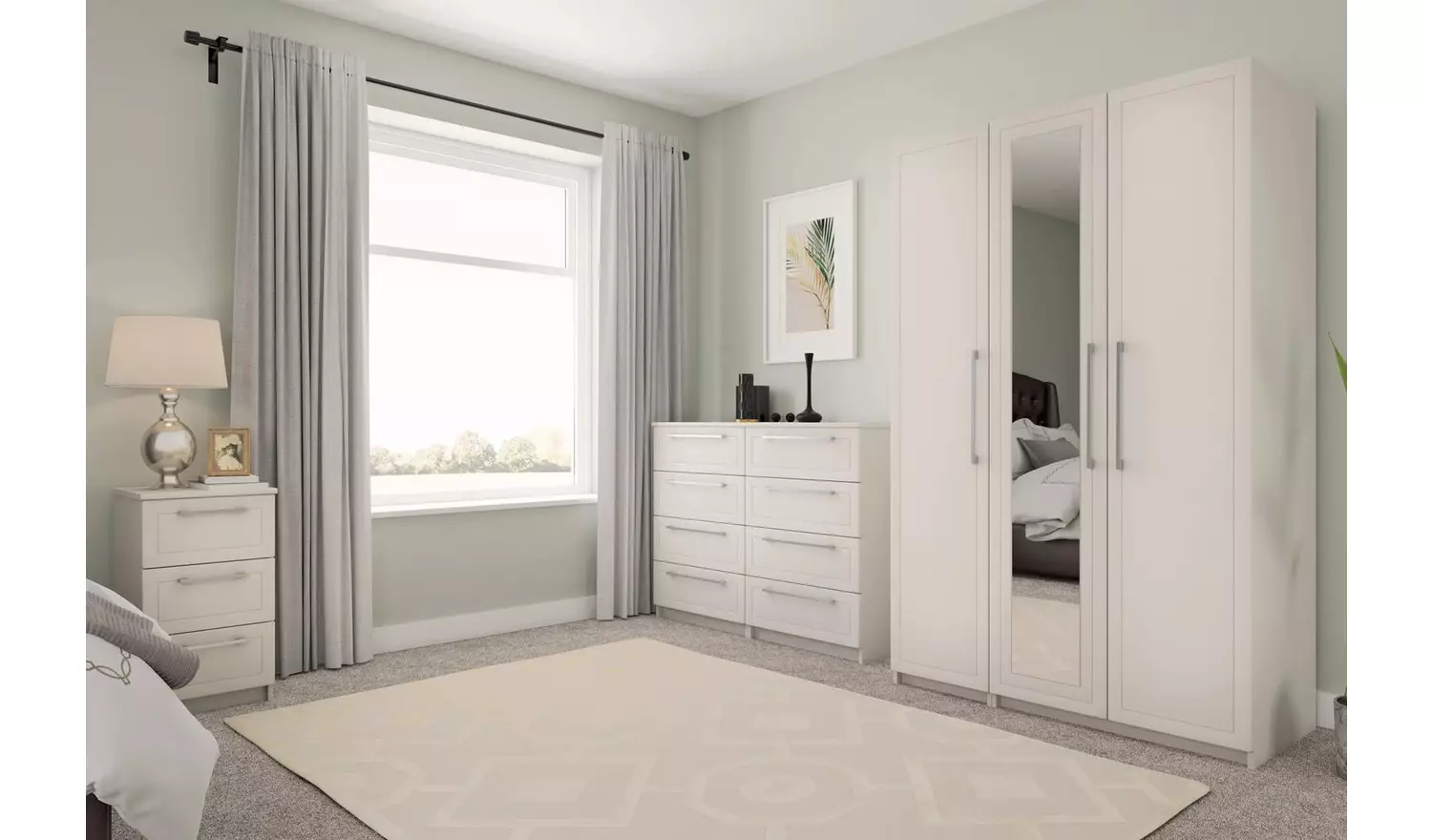Hatfield 3 Door Mirror Wardrobe - White Gloss