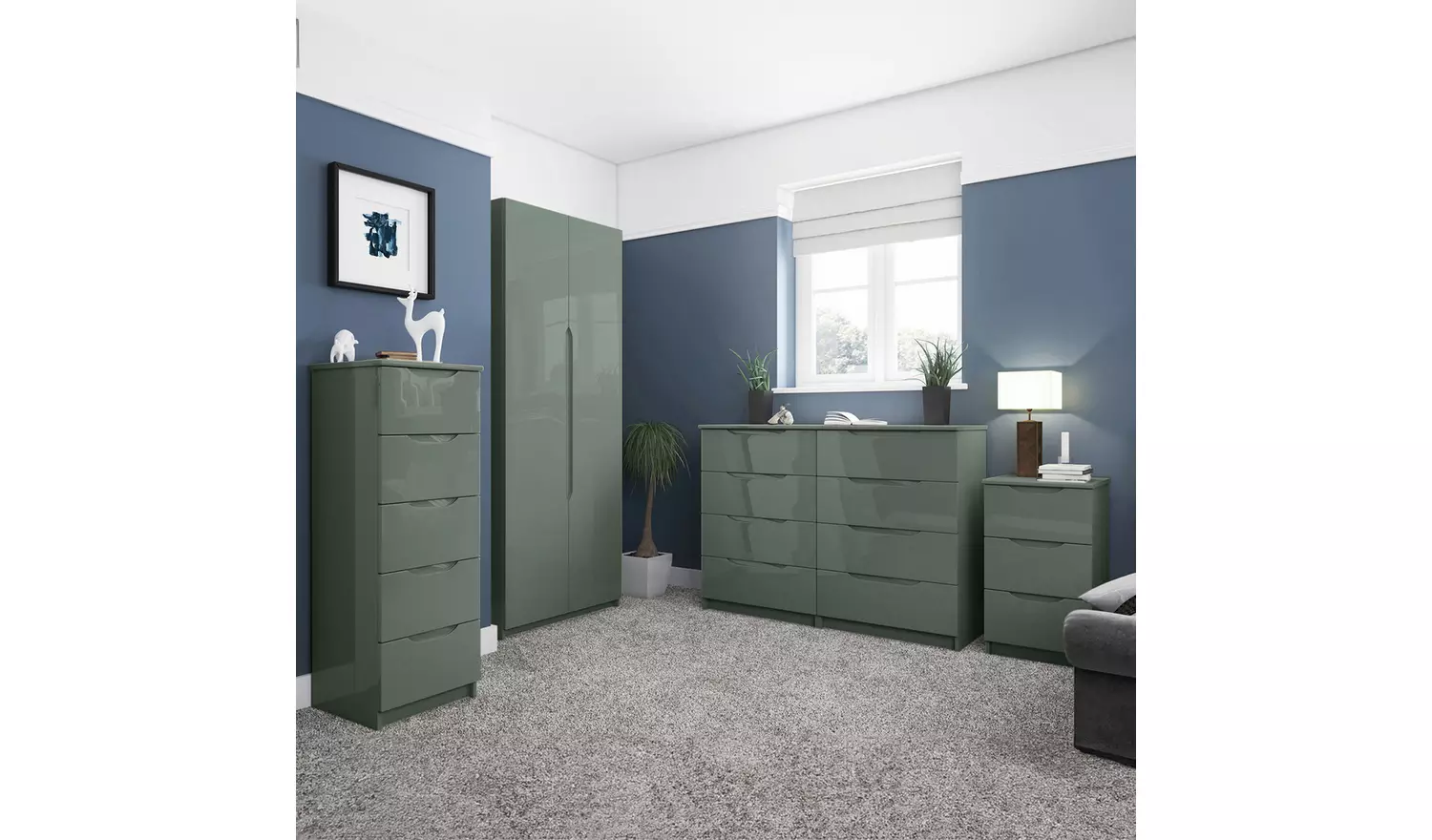 Legato 2 Door Mirrored Wardrobe - Green