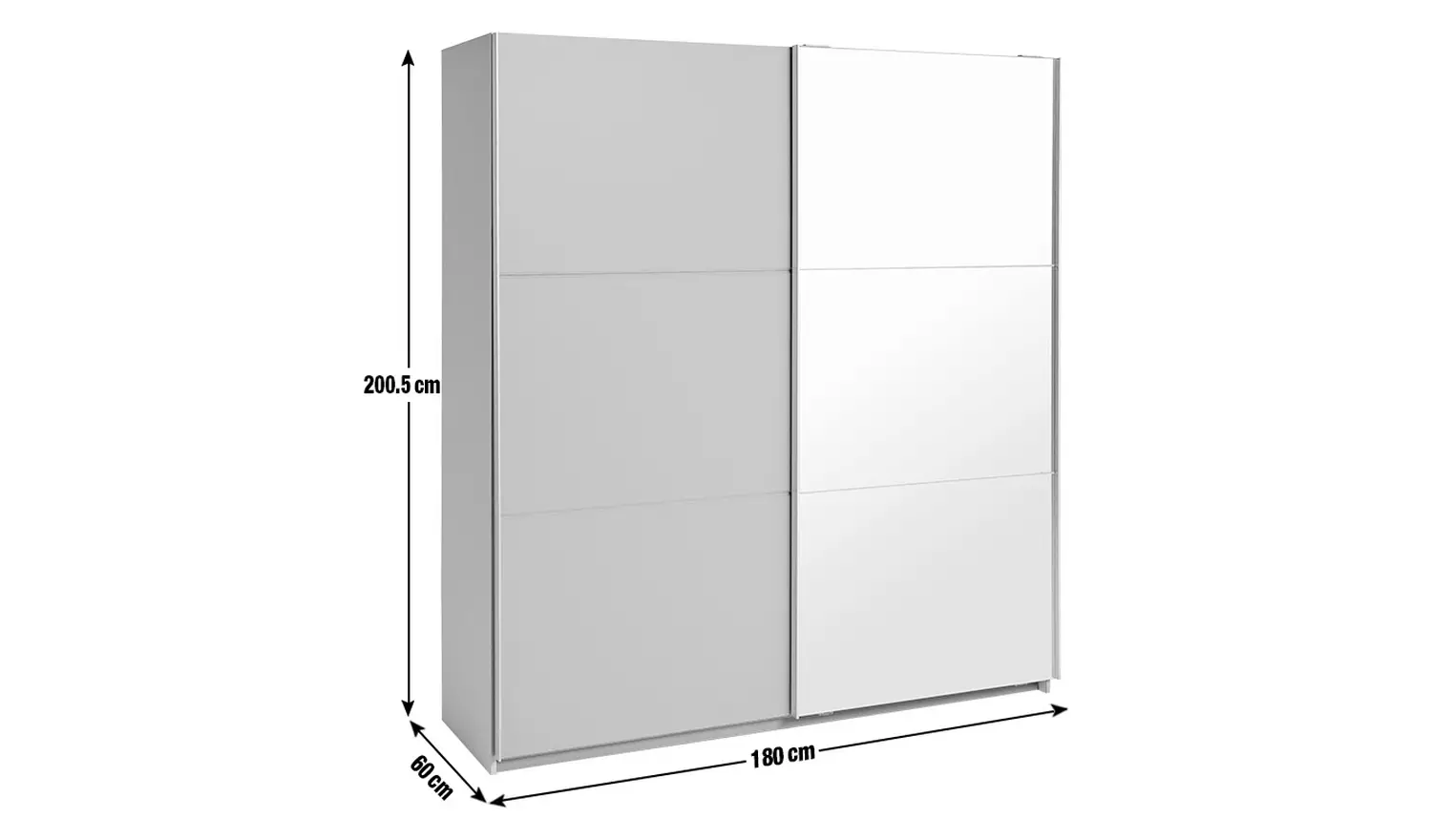 Habitat Holsted Half Mirror 180cm Sliding Wardrobe - Grey