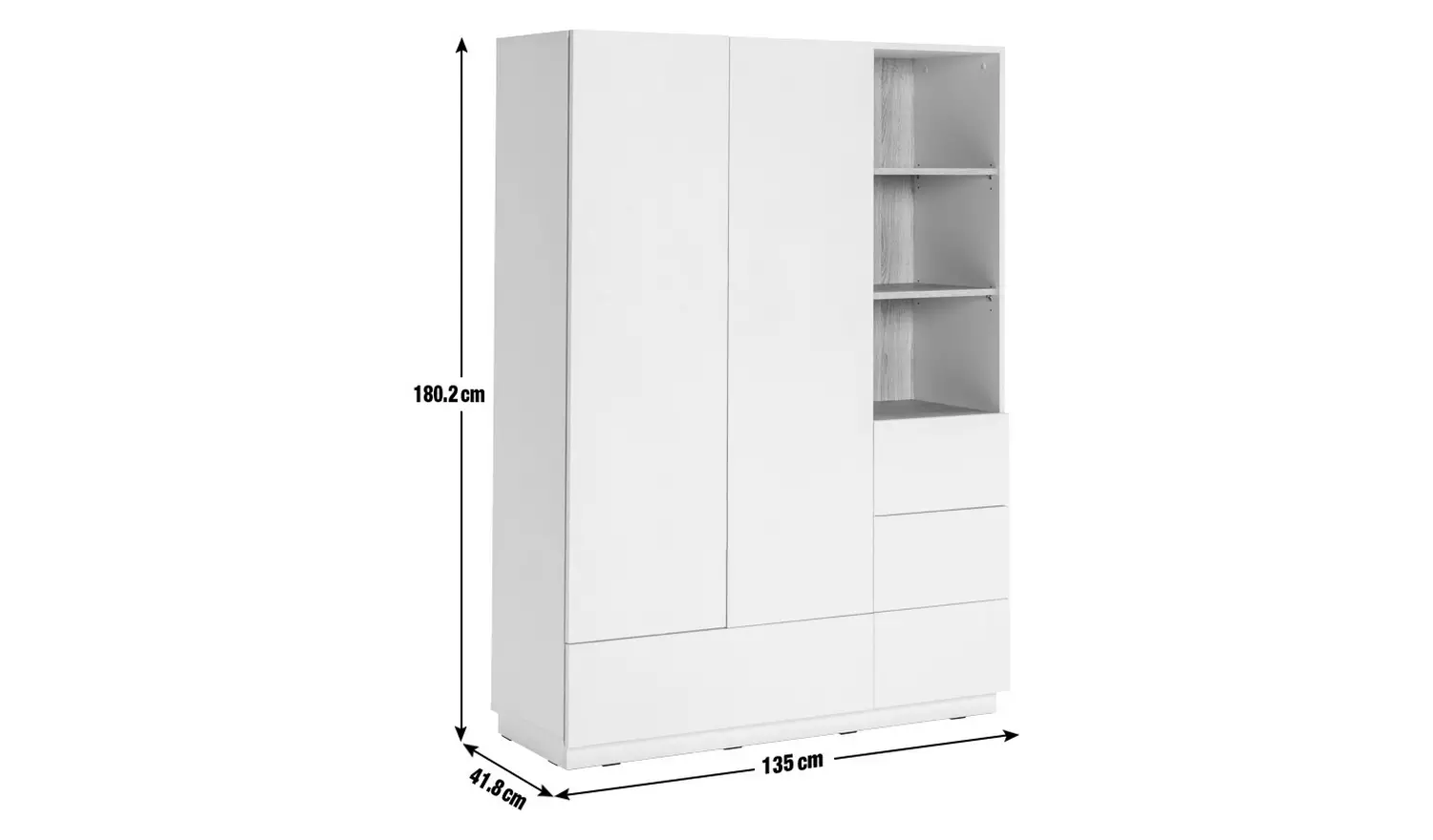 Habitat Skandi 2 Door 4 Drawer Open Wardrobe - White