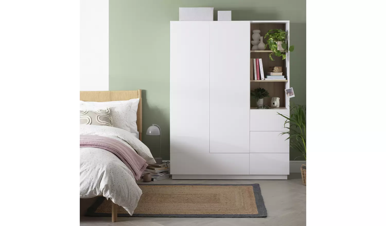 Habitat Skandi 2 Door 4 Drawer Open Wardrobe - White