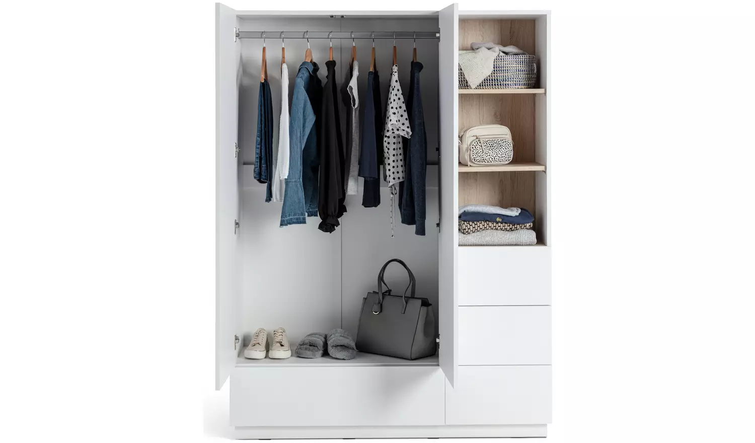 Habitat Skandi 2 Door 4 Drawer Open Wardrobe - White