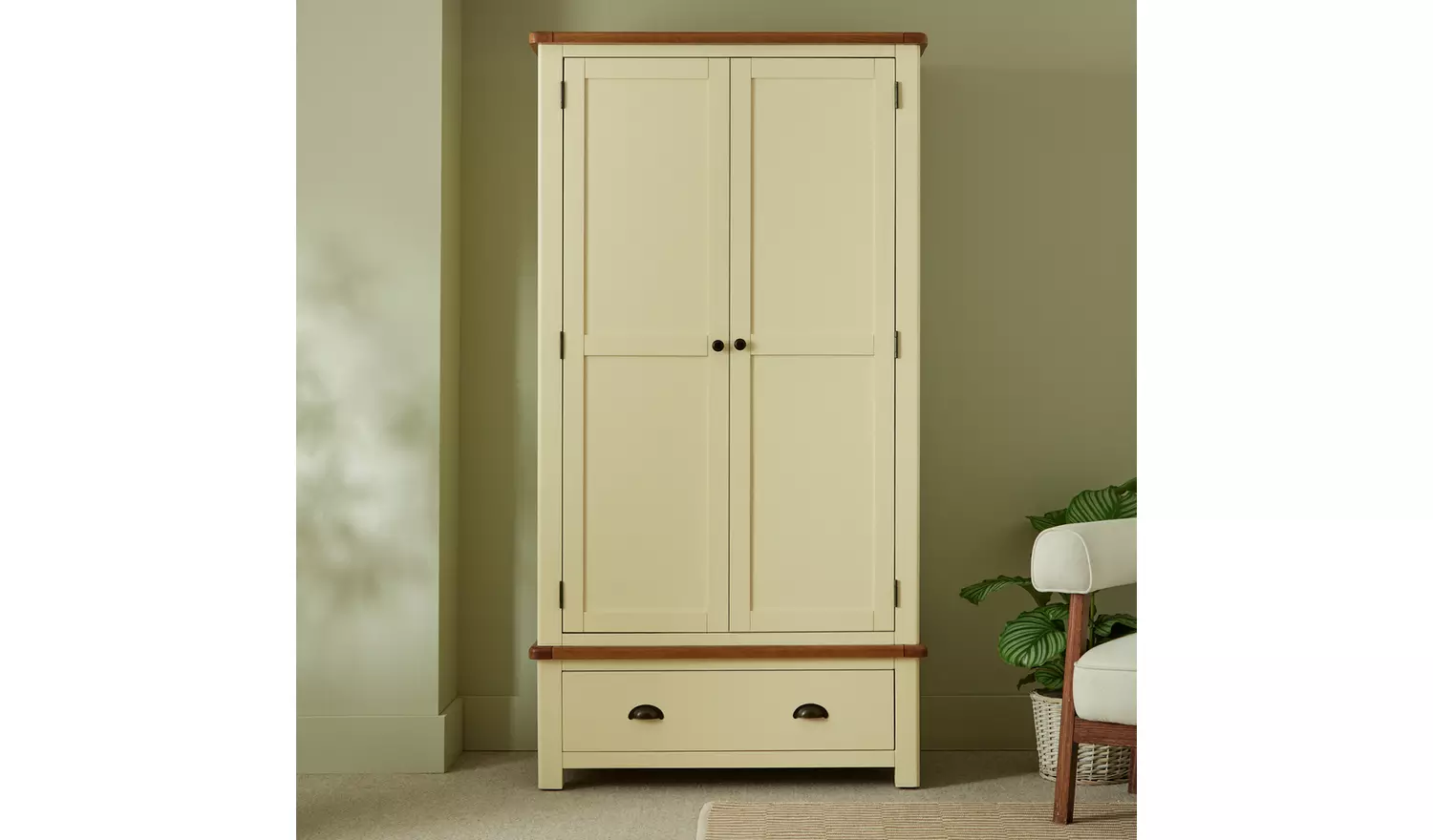 Argos Home Kent 2 Door 1 Drawer Wardrobe - Cream and Oak