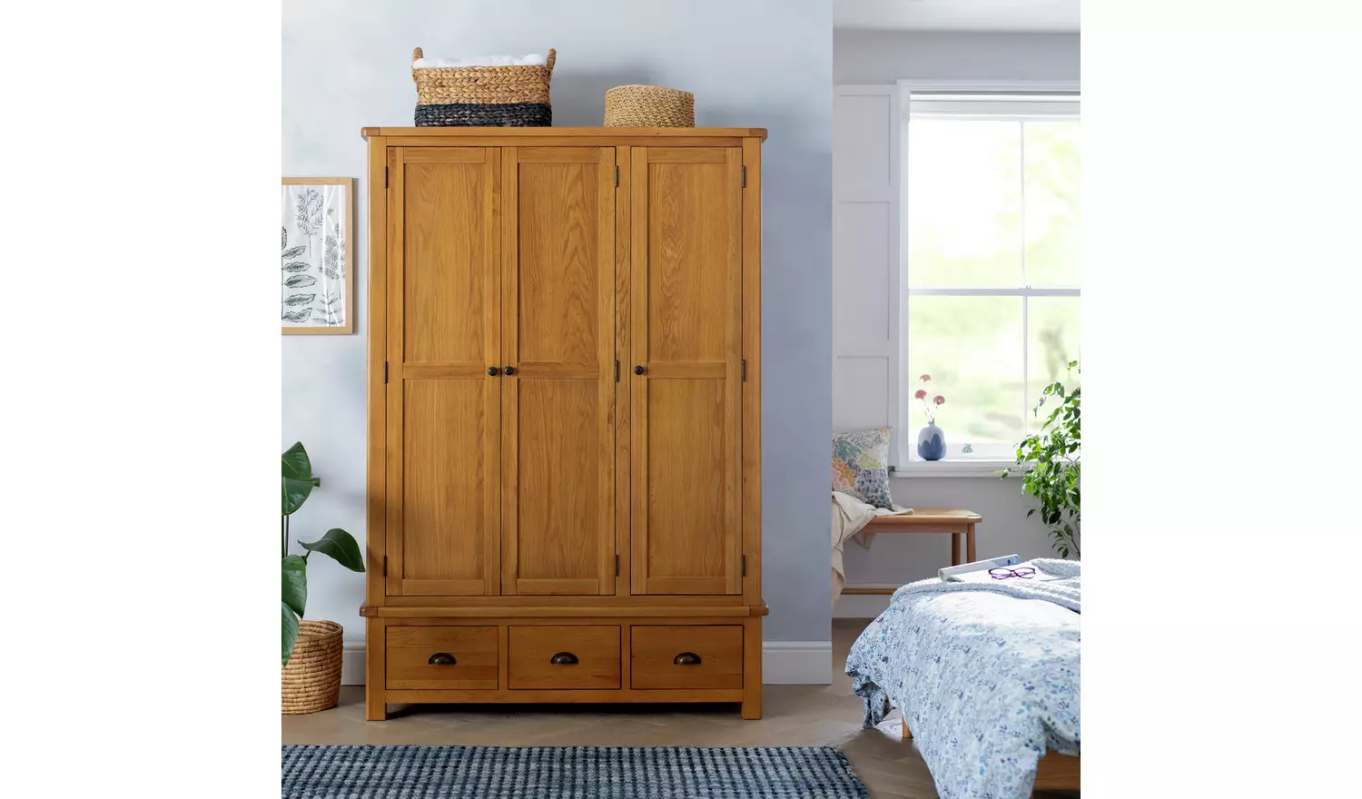 Argos Home Kent 3 Door 3 Drawer Wardrobe - Oak