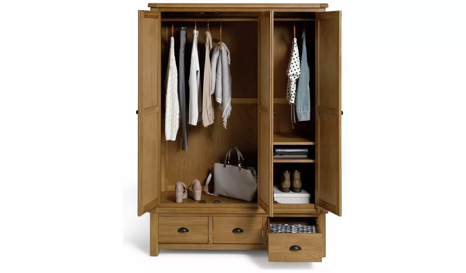 Argos Home Kent 3 Door 3 Drawer Wardrobe - Oak