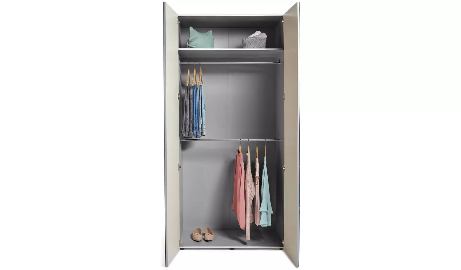 Habitat Atlas 2 Door Mirrored Tall Wardrobe - White