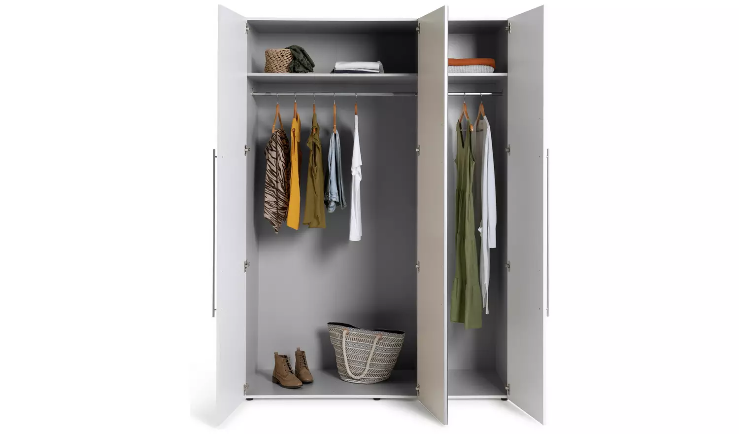 Habitat Atlas 3 Door Mirrored Tall Wardrobe - White