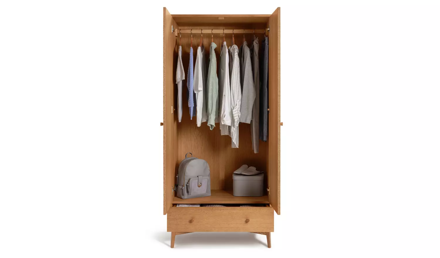 Habitat Kirk 2 Door 1 Drawer Wardrobe - Walnut