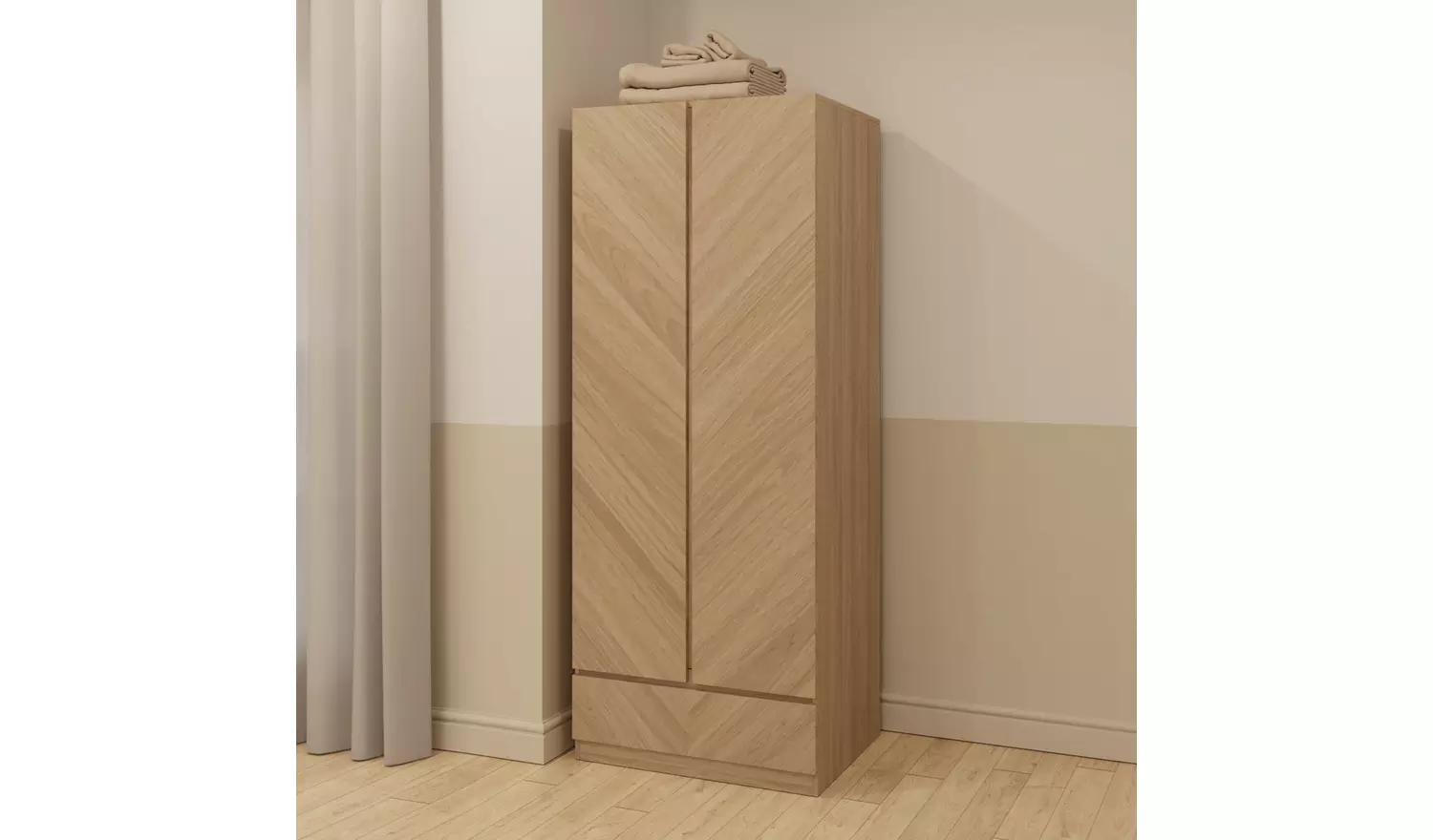 GFW Catania 2 Door 1 Drawer Wardrobe - Oak