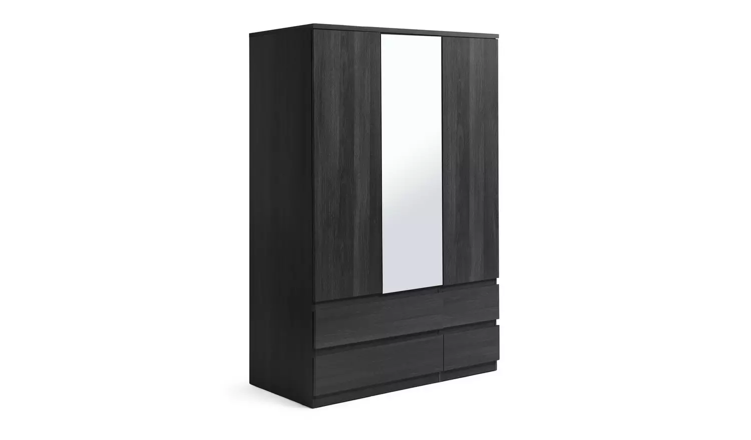 Argos Jenson 3 Door 4 Drawer Mirror Wardrobe - Black Brown