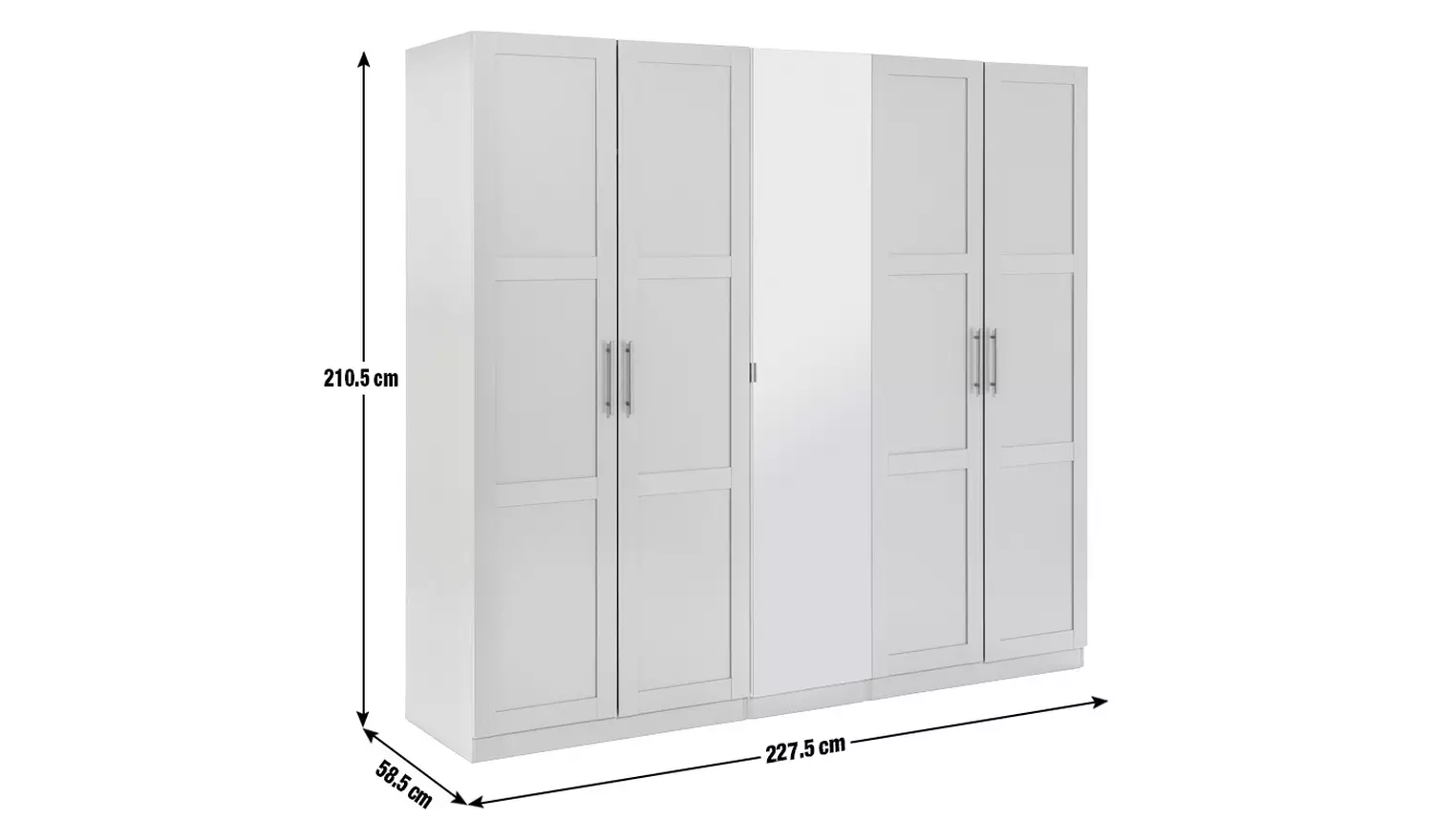 Habitat Munich Panelled 5 Door Mirror Wardrobe - Anthracite