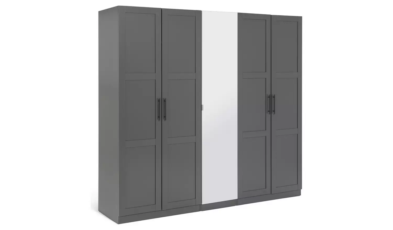 Habitat Munich Panelled 5 Door Mirror Wardrobe - Anthracite