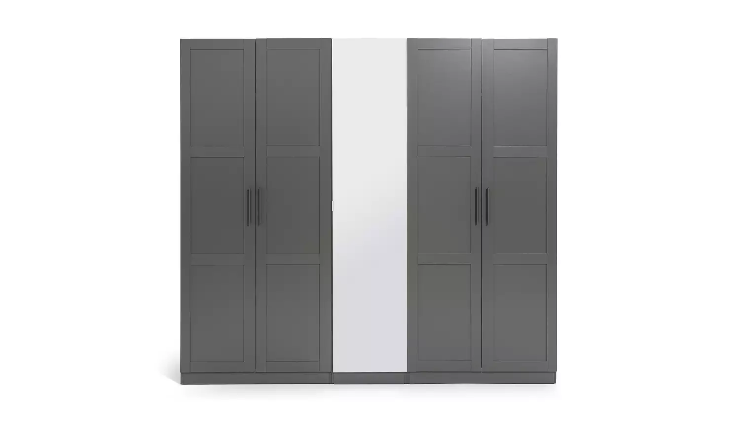 Habitat Munich Panelled 5 Door Mirror Wardrobe - Anthracite