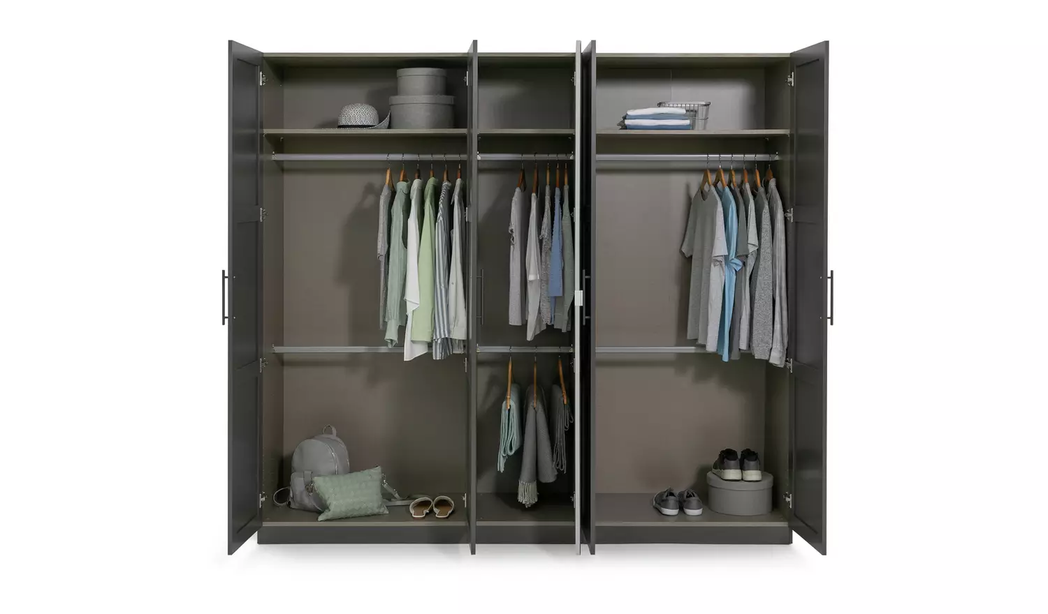 Habitat Munich Panelled 5 Door Mirror Wardrobe - Anthracite