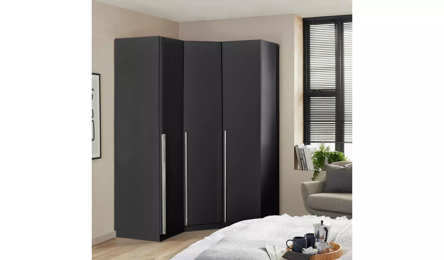 Habitat Munich Corner 3 Door Wardrobe - Anthracite