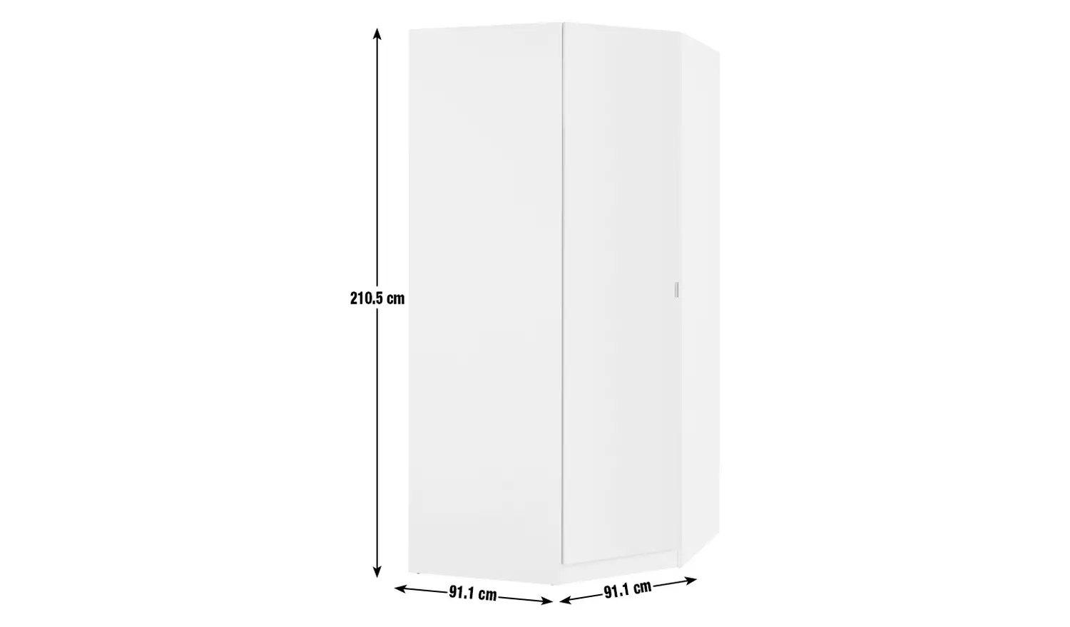 Habitat Munich Corner 1 Door Mirror Wardrobe - White