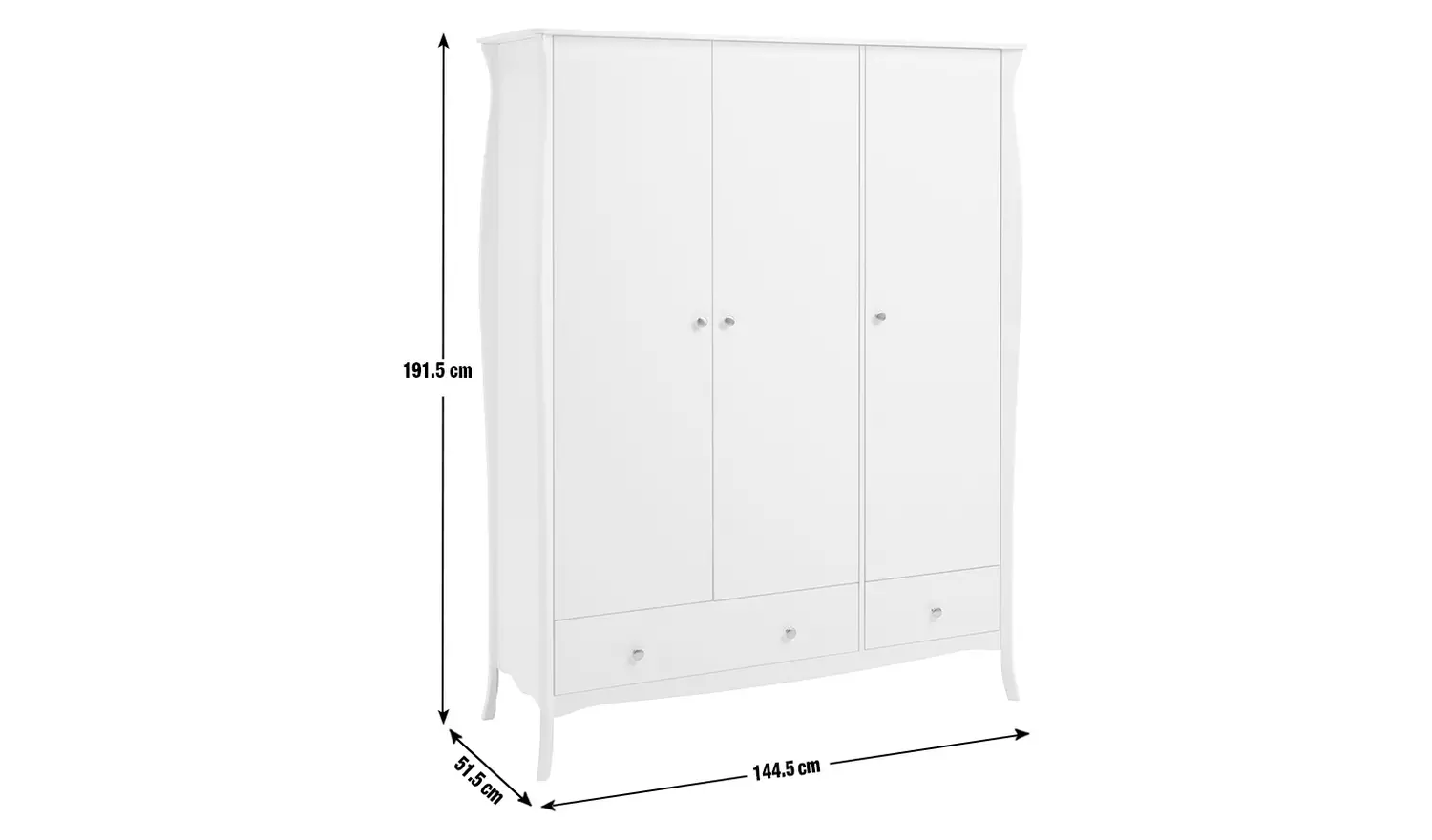Argos Home Amelie 3 Door 2 Drawer Wardrobe - White