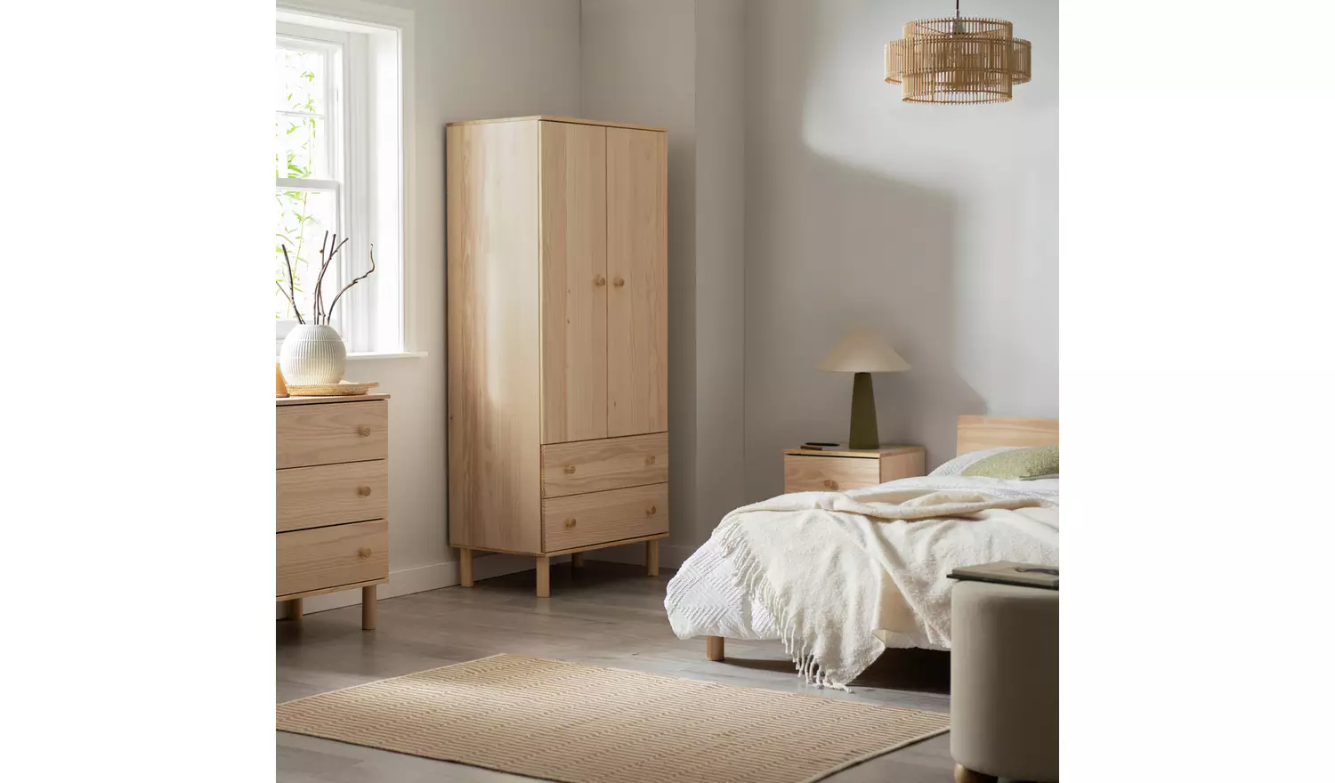 Habitat Akio 2 Door 2 Drawer Wardrobe - Pine