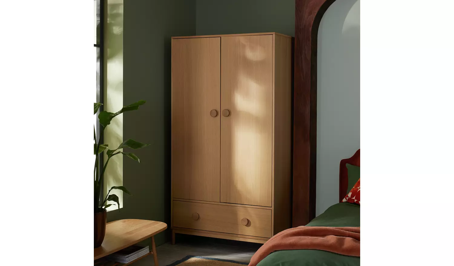 Habitat Cornelia 2 Door 1 Drawer Wardrobe - Oak