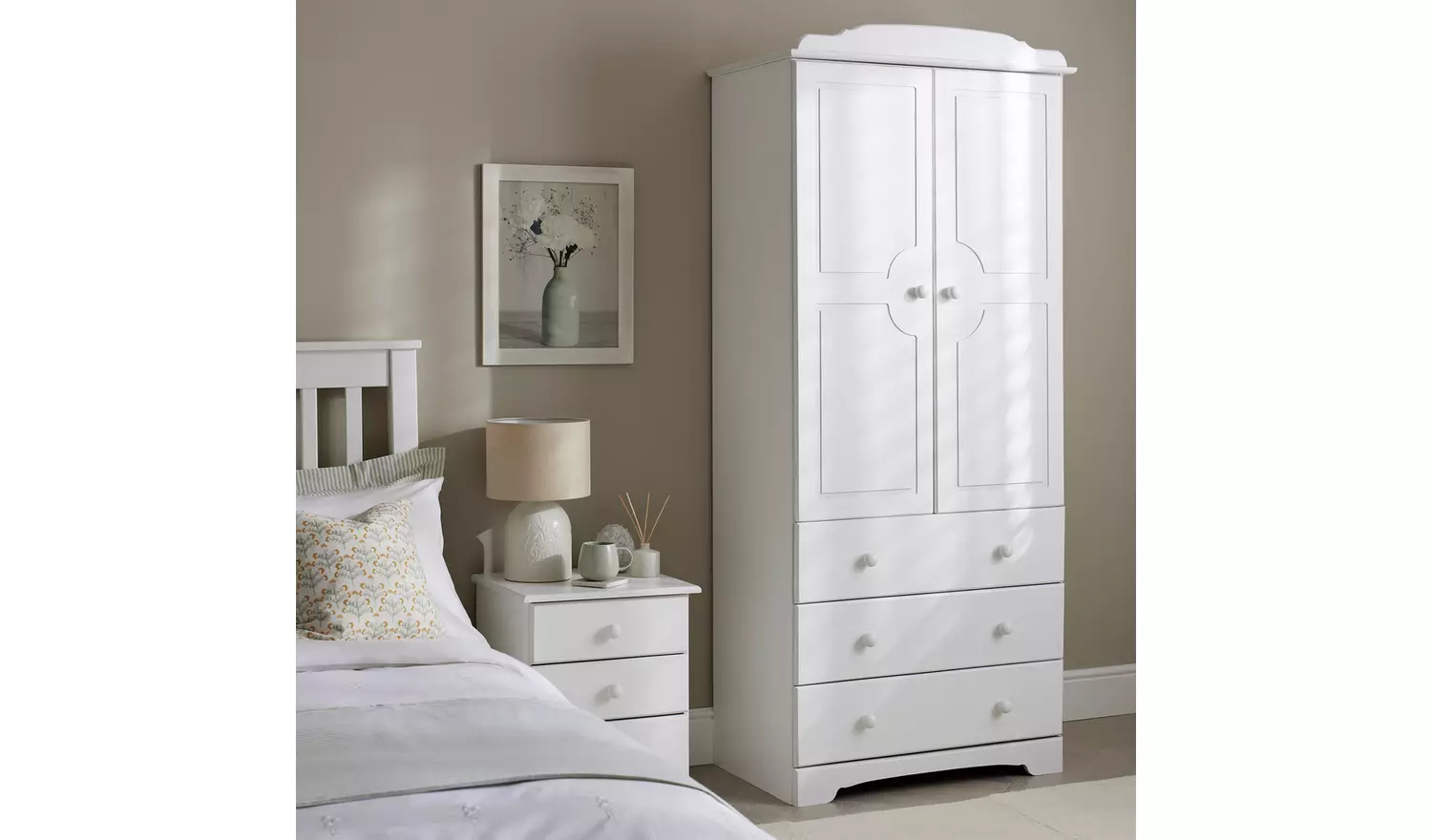 Argos Home Nordic 2 Door 3 Drawer Wardrobe - White