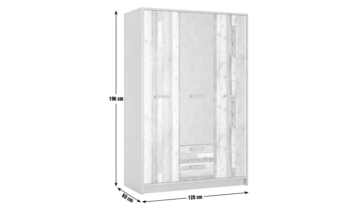 Nubi 3 Door 2 Drawer Wardrobe