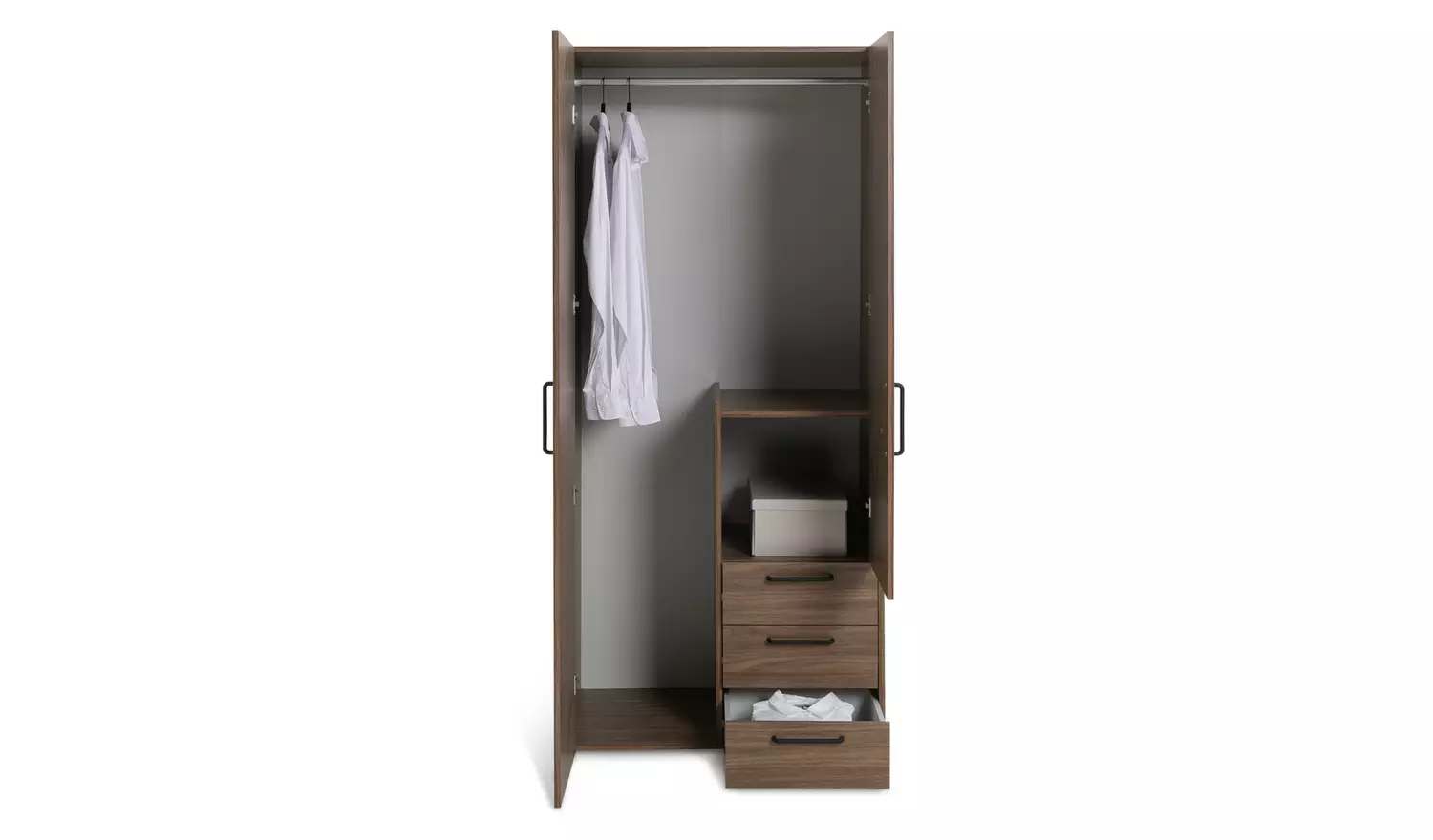 Habitat Oldham 2 Door 3 Drawer Wardrobe - Walnut