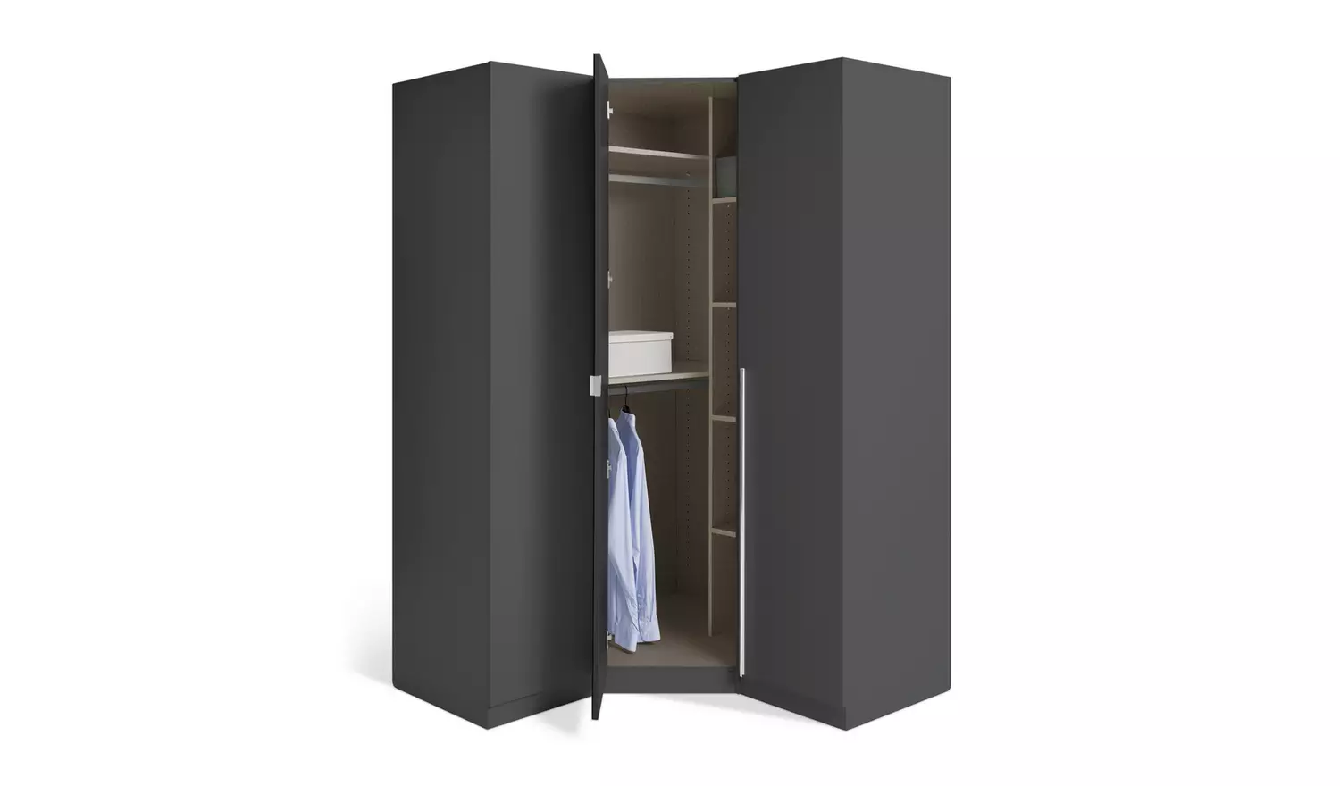 Habitat Munich Corner 3 Door Mirror Wardrobe - Black