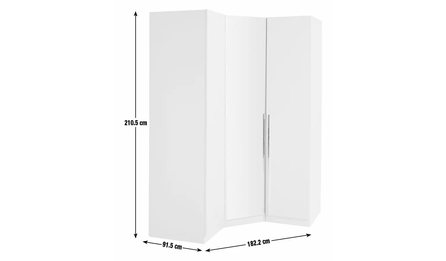 Habitat Munich Corner 3 Door Mirror Wardrobe - White