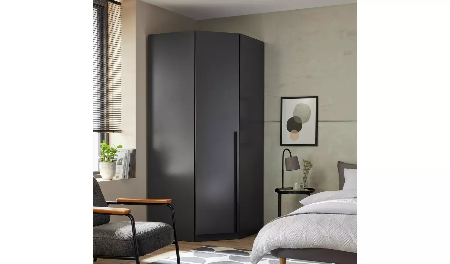Habitat Munich Corner 1 Door Wardrobe - Anthracite
