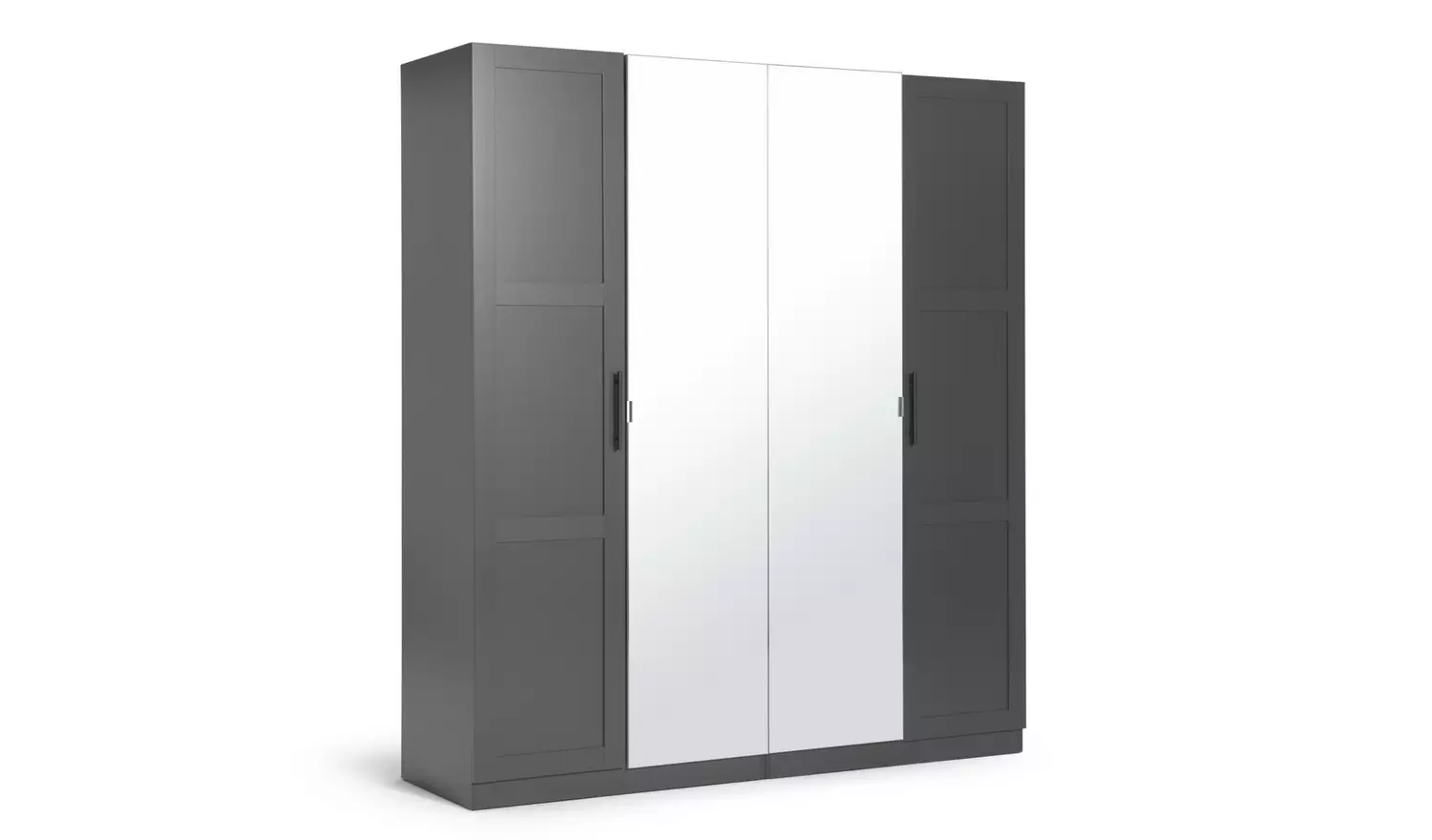 Habitat Munich Panelled 4 Door Mirror Wardrobe - Anthracite