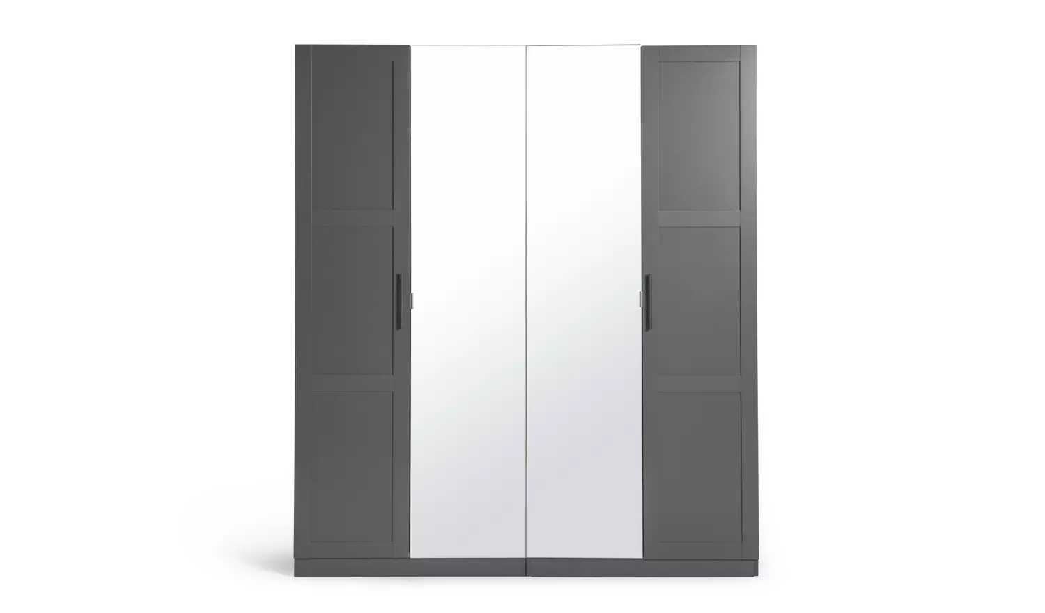 Habitat Munich Panelled 4 Door Mirror Wardrobe - Anthracite